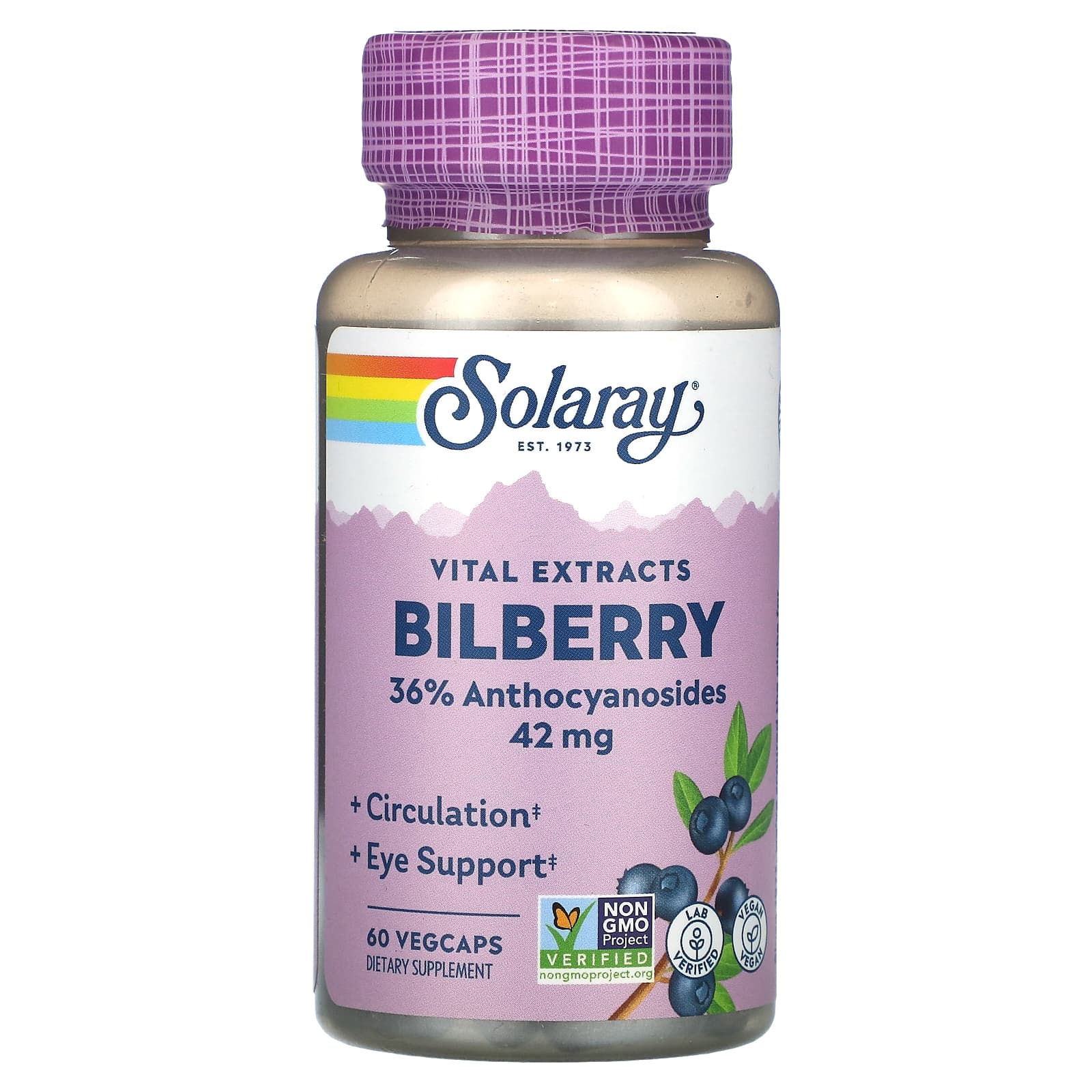 Solaray, Vital Extract, Bilberry, 42 mg, 60 VegCaps UPC 076280031003 | HiLife Vitamins