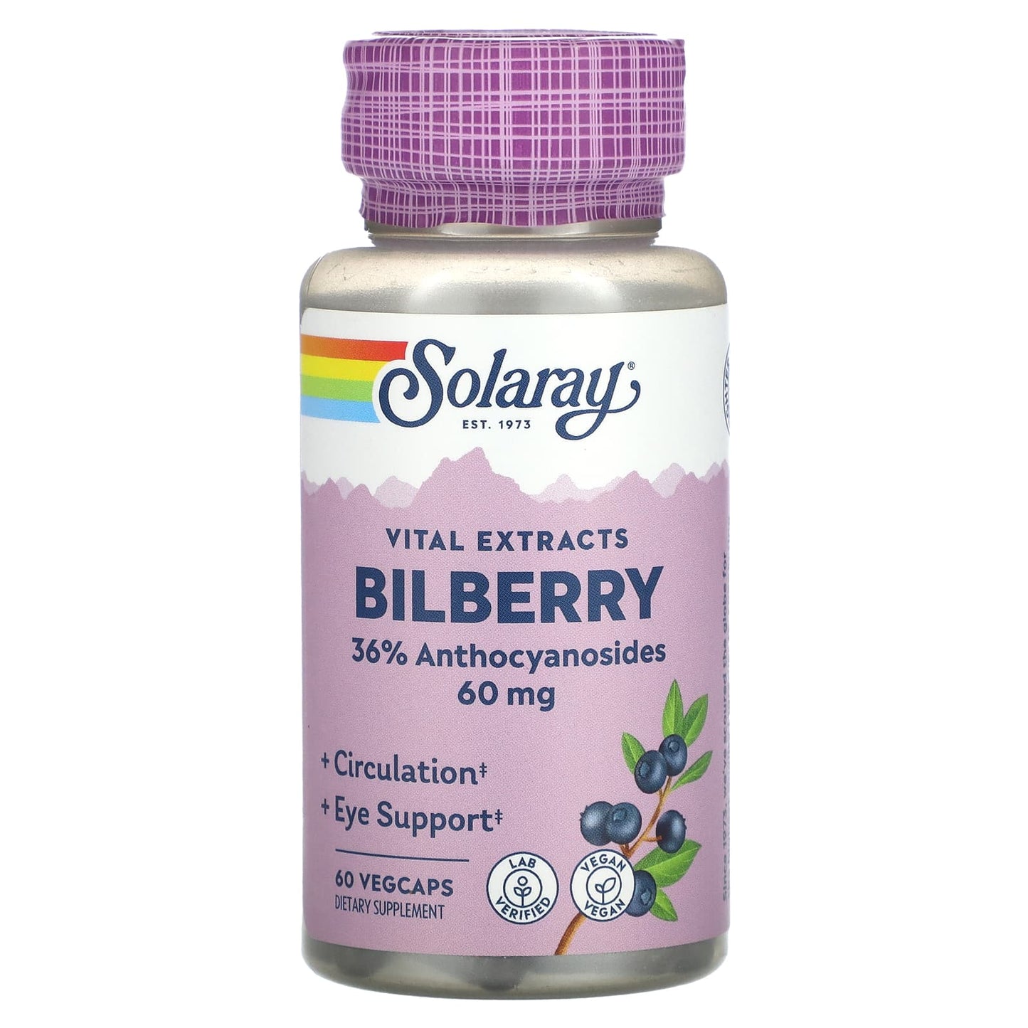 Solaray, Vital Extracts, Bilberry, 60 mg, 60 VegCaps - 076280031102 | Hilife Vitamins