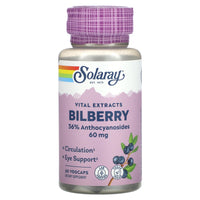 Solaray, Vital Extracts, Bilberry, 60 mg, 60 VegCaps - 076280031102 | Hilife Vitamins