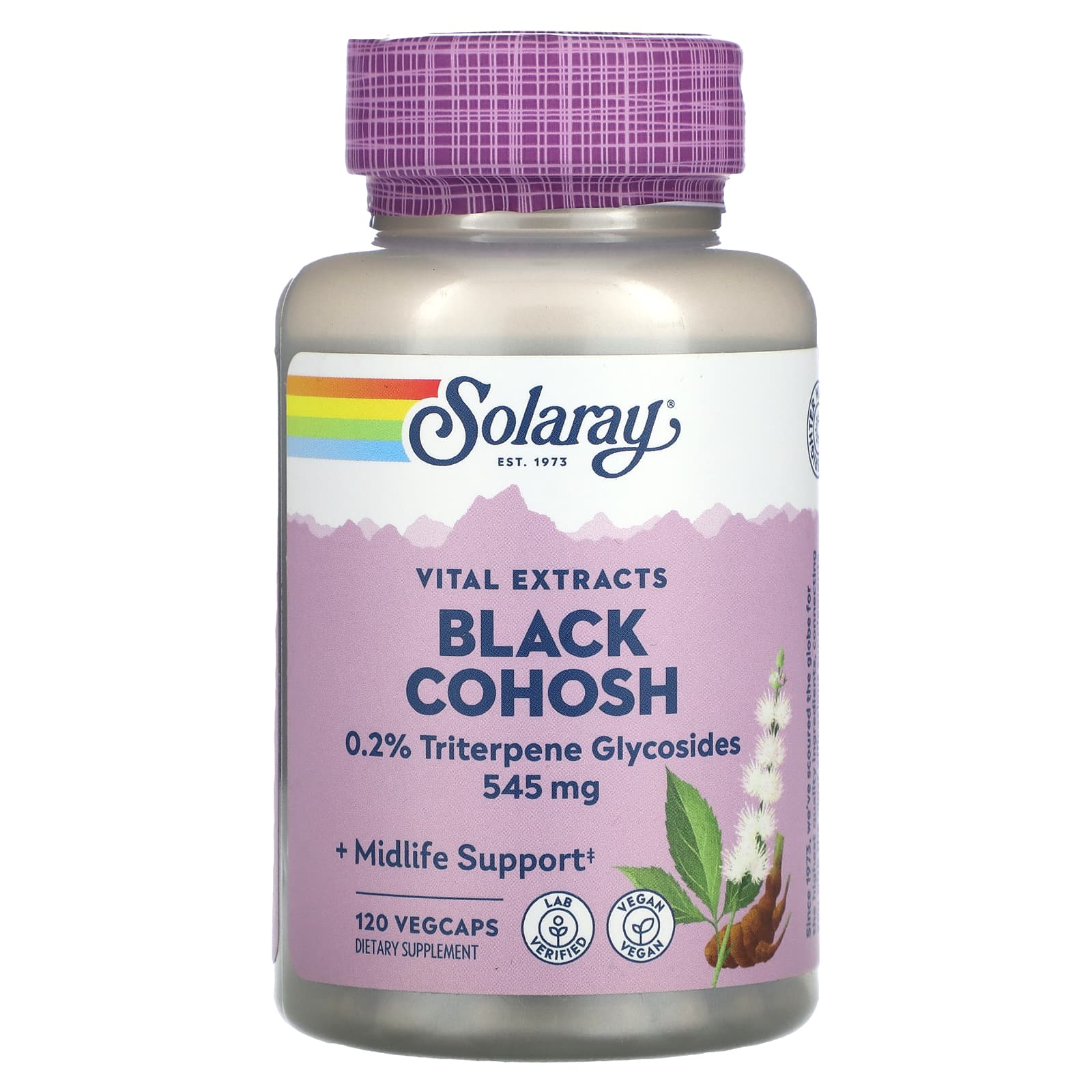 Solaray, Vital Extracts, Black Cohosh, 545 mg, 120 VegCaps UPC 076280031706 | HiLife Vitamins