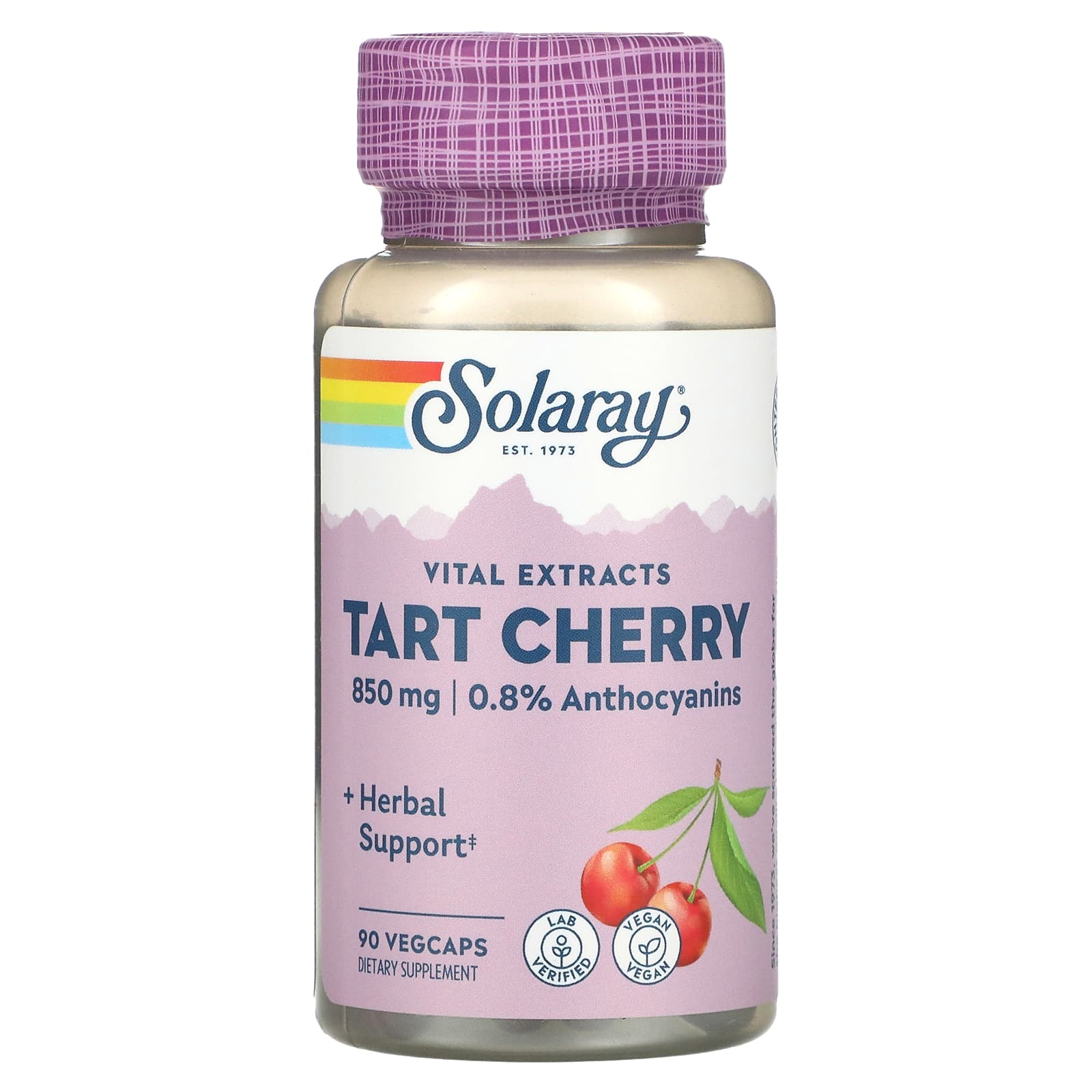 Solaray, Tart Cherry 425 mg, 90 VegCaps UPC 076280033557 | HiLife Vitamins