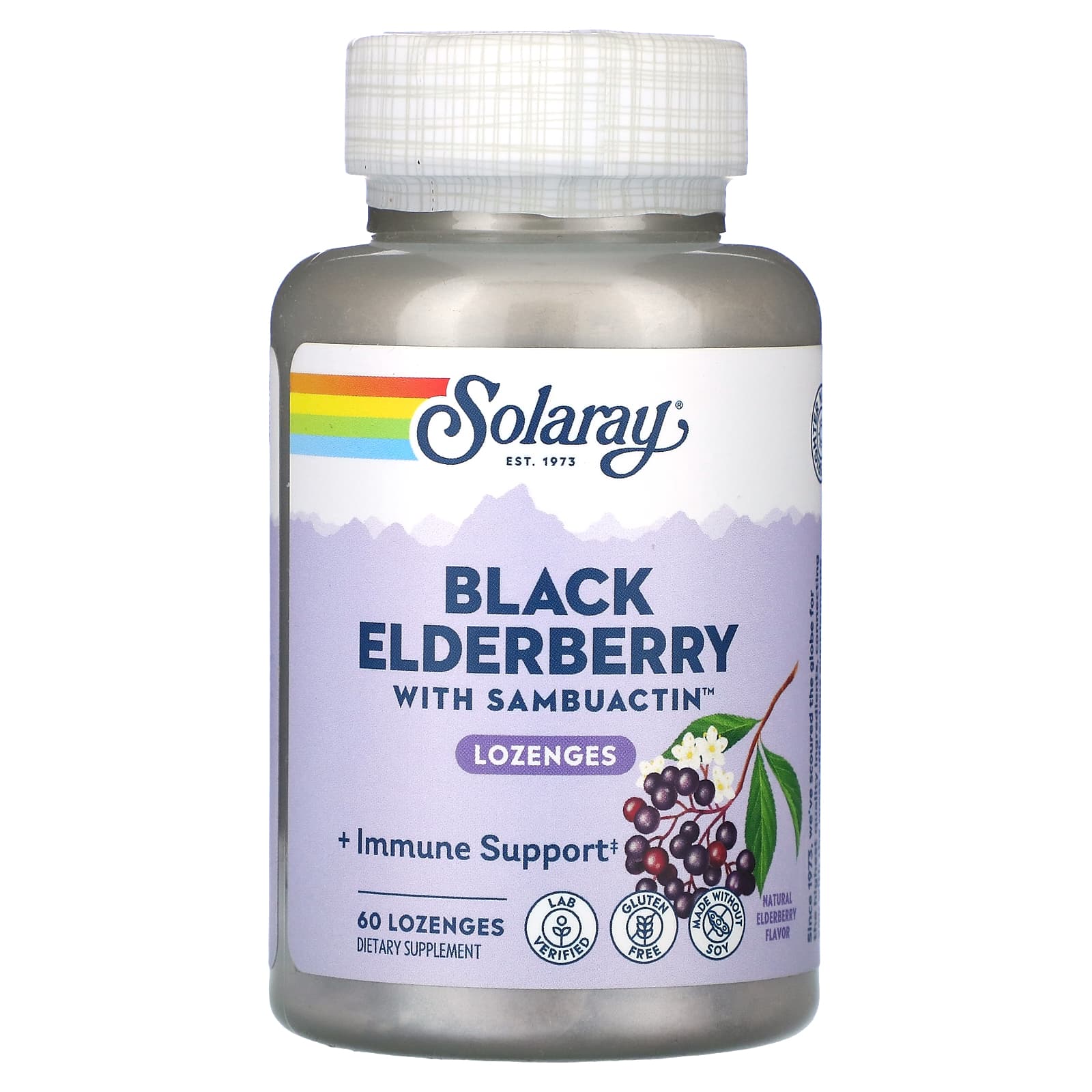 Solaray, Black Elderberry With Sambuactin, 60 Lozenges UPC 076280034073 | HiLife Vitamins