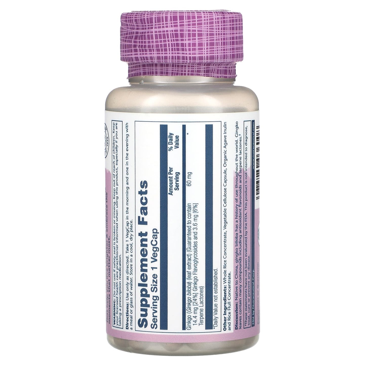 Solaray, Vital Extracts, Ginkgo Biloba, 60 VegCaps UPC 076280036008 | HiLife Vitamins