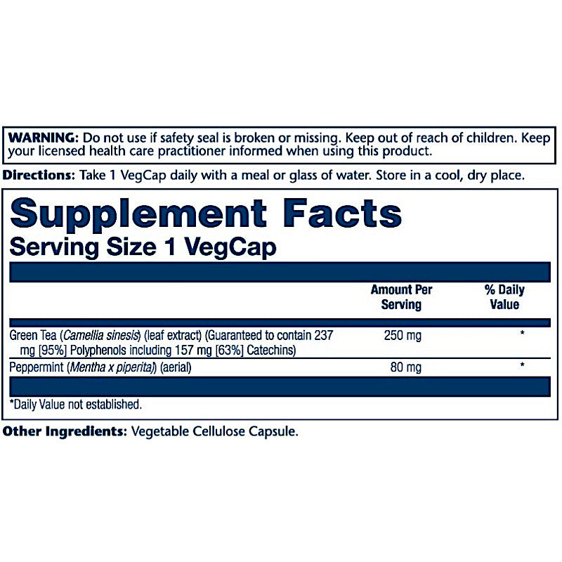 Solaray, Green Tea Extract 250mg, 30 VegCaps UPC 076280036589 | HiLife Vitamins