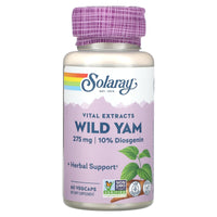 Solaray, Vital Extracts Wild Yam, 275 mg, 60 VegCaps - 076280036909 | Hilife Vitamins