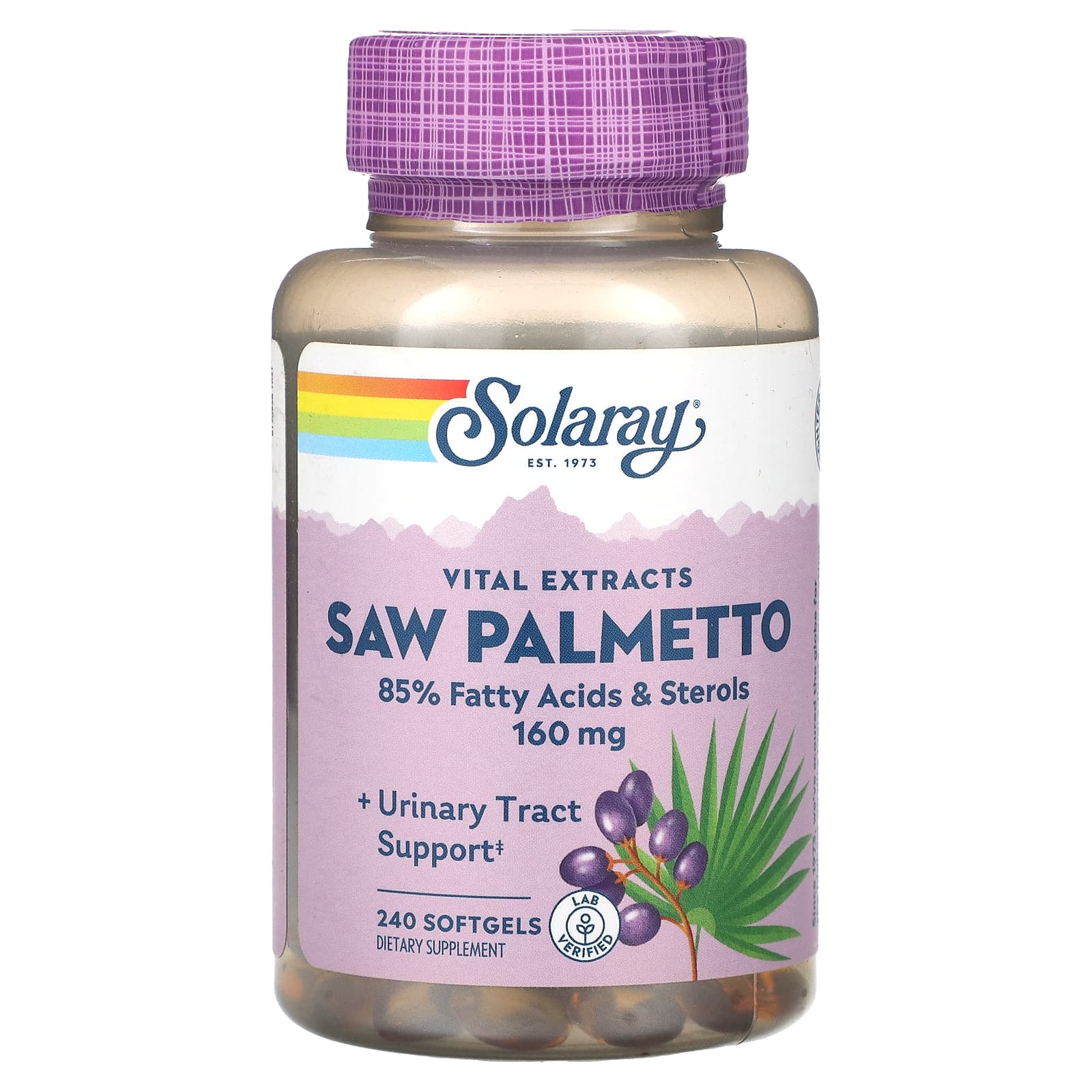 Solaray, Vital Extracts, Saw Palmetto, 160 mg, 240 Softgels UPC 076280037845 | HiLife Vitamins