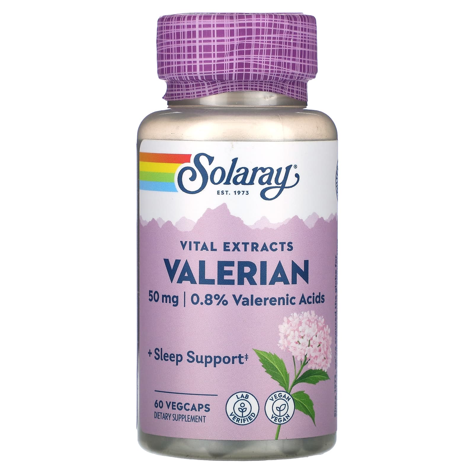 Solaray, Vital Extracts, Valerian, 50 mg, 60 VegCaps UPC 076280039009 | HiLife Vitamins