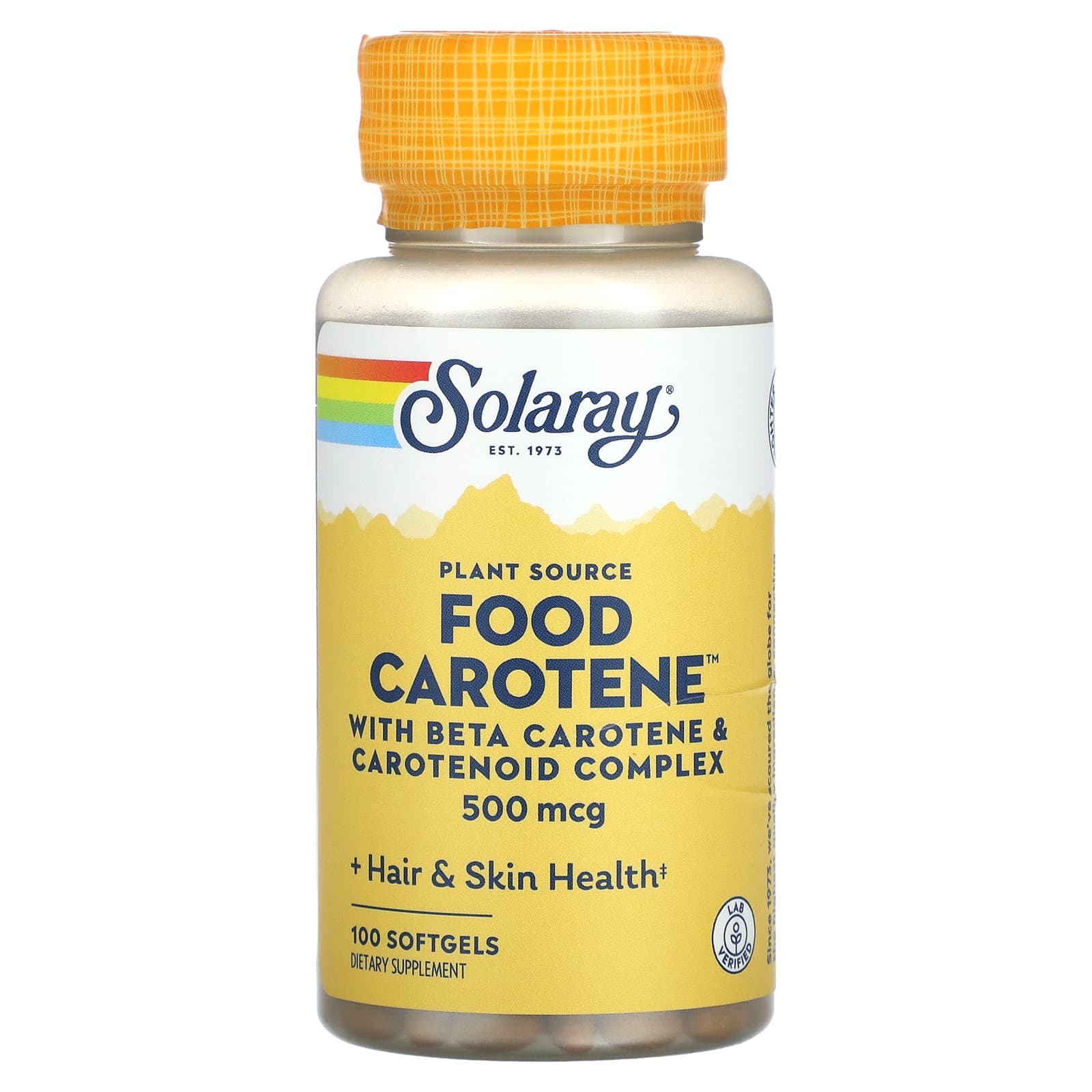 Solaray, Plant Source, Food Carotene with Beta Carotene & Carotenoid Complex, 500 mcg, 100 Softgels UPC 076280041101 | HiLife Vitamins