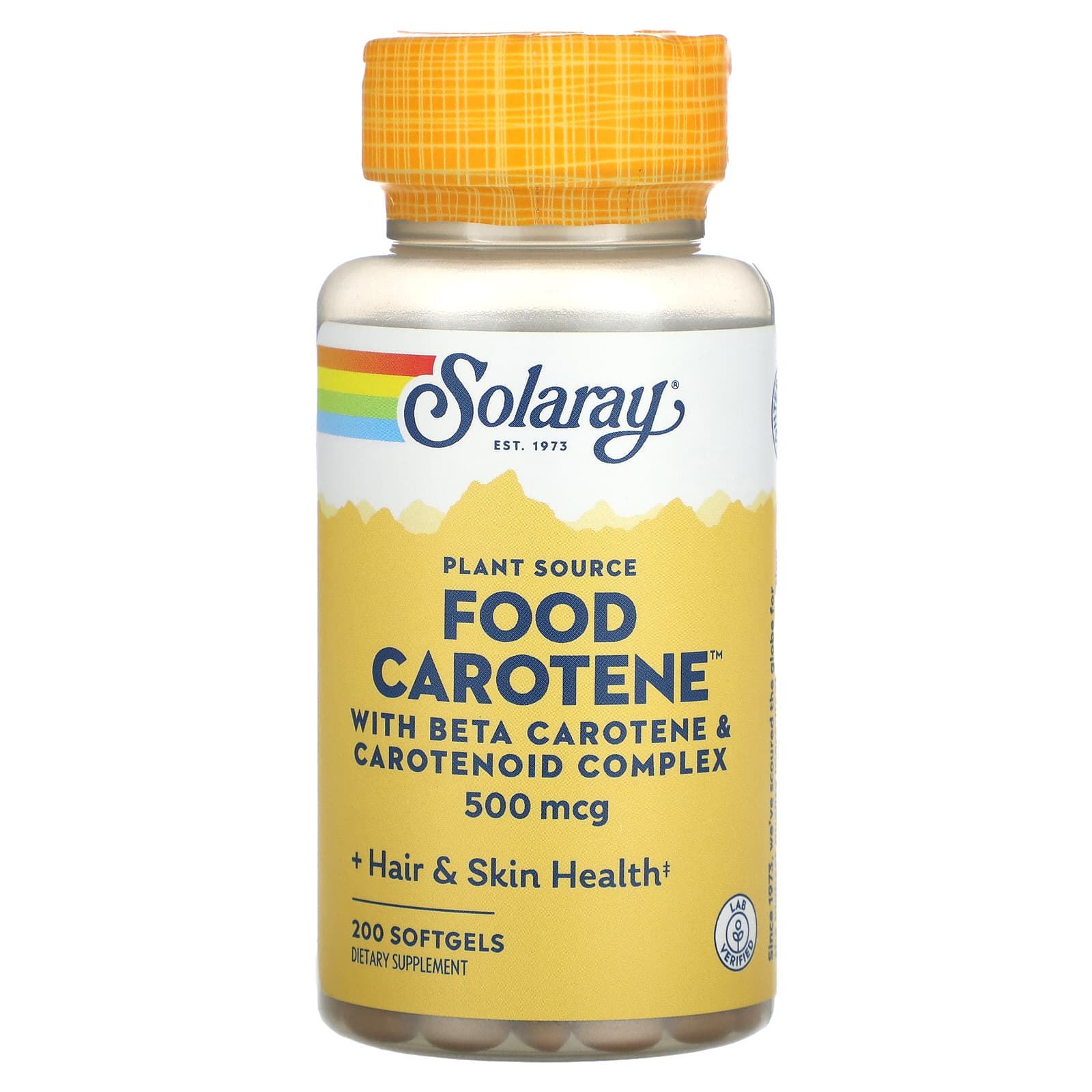 Solaray, Plant Source Food Carotene, 500 mcg, 200 Softgels UPC 076280041118 | HiLife Vitamins