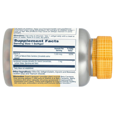 Solaray, Food Carotene Natural 25000 IU, 200 Softgels UPC 076280041217 | HiLife Vitamins