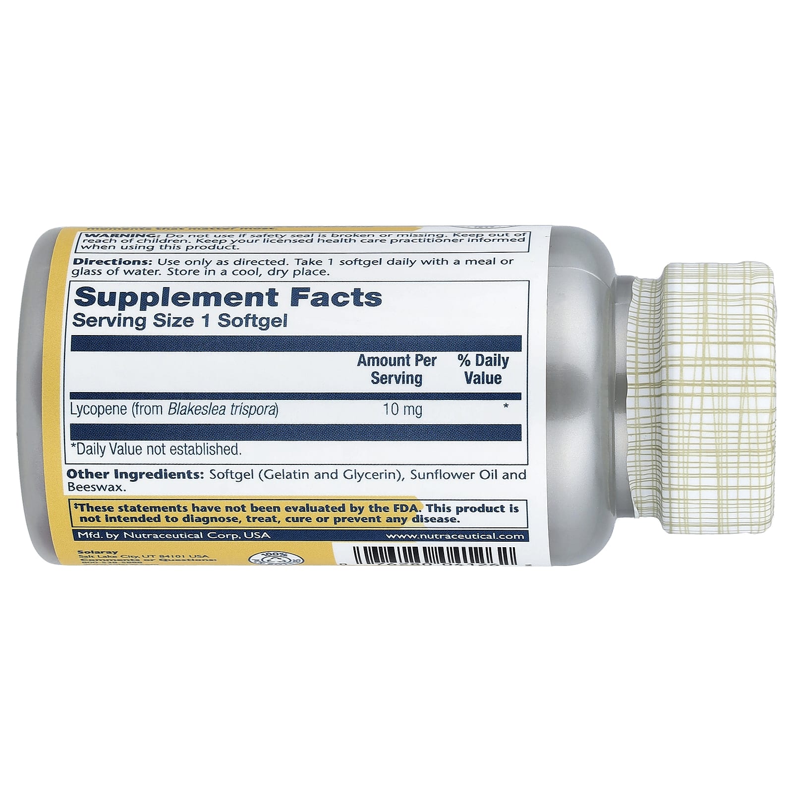 Solaray, Lycopene, 10 mg, 60 Softgels UPC 076280041262 | HiLife Vitamins