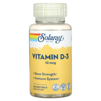 Solaray, Vitamin D-3, 10 mcg, 120 Softgels UPC 076280041408 | HiLife Vitamins