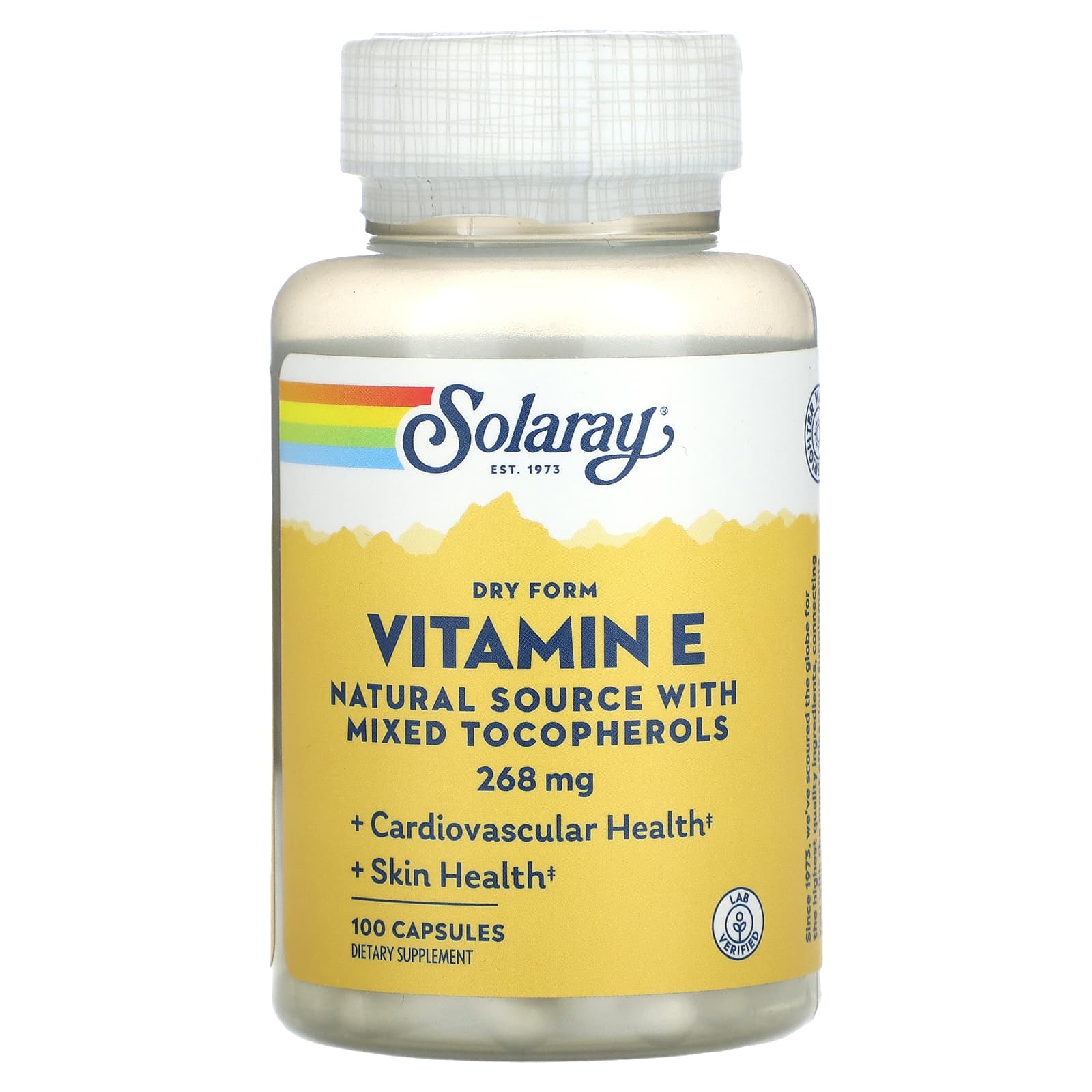 Solaray, Dry Form Vitamin E, 268 mg, 100 Capsules UPC 076280041811 | HiLife Vitamins