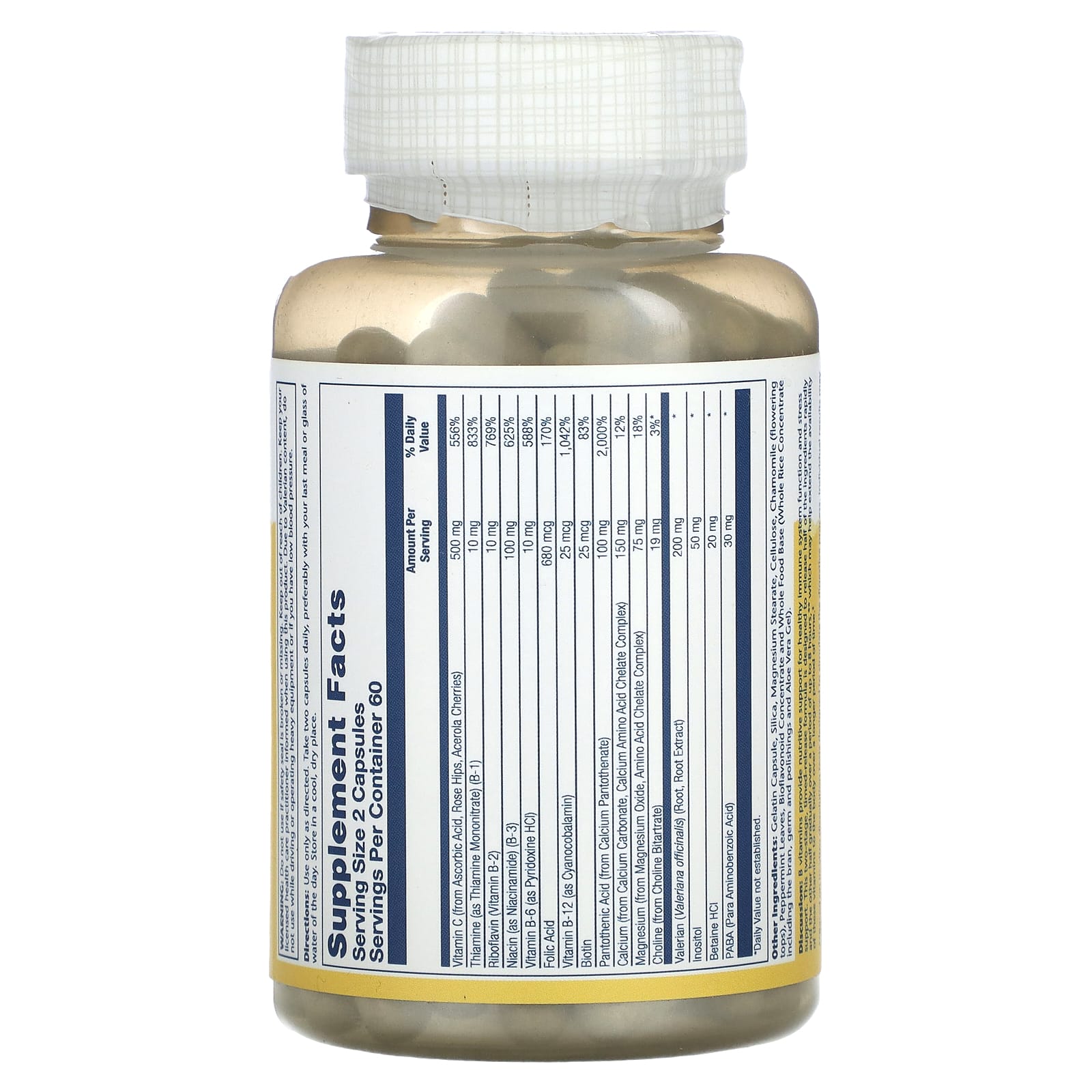 Solaray, Timed Release Vitamin B-Stress PM, 120 Capsules UPC 076280042313 | HiLife Vitamins