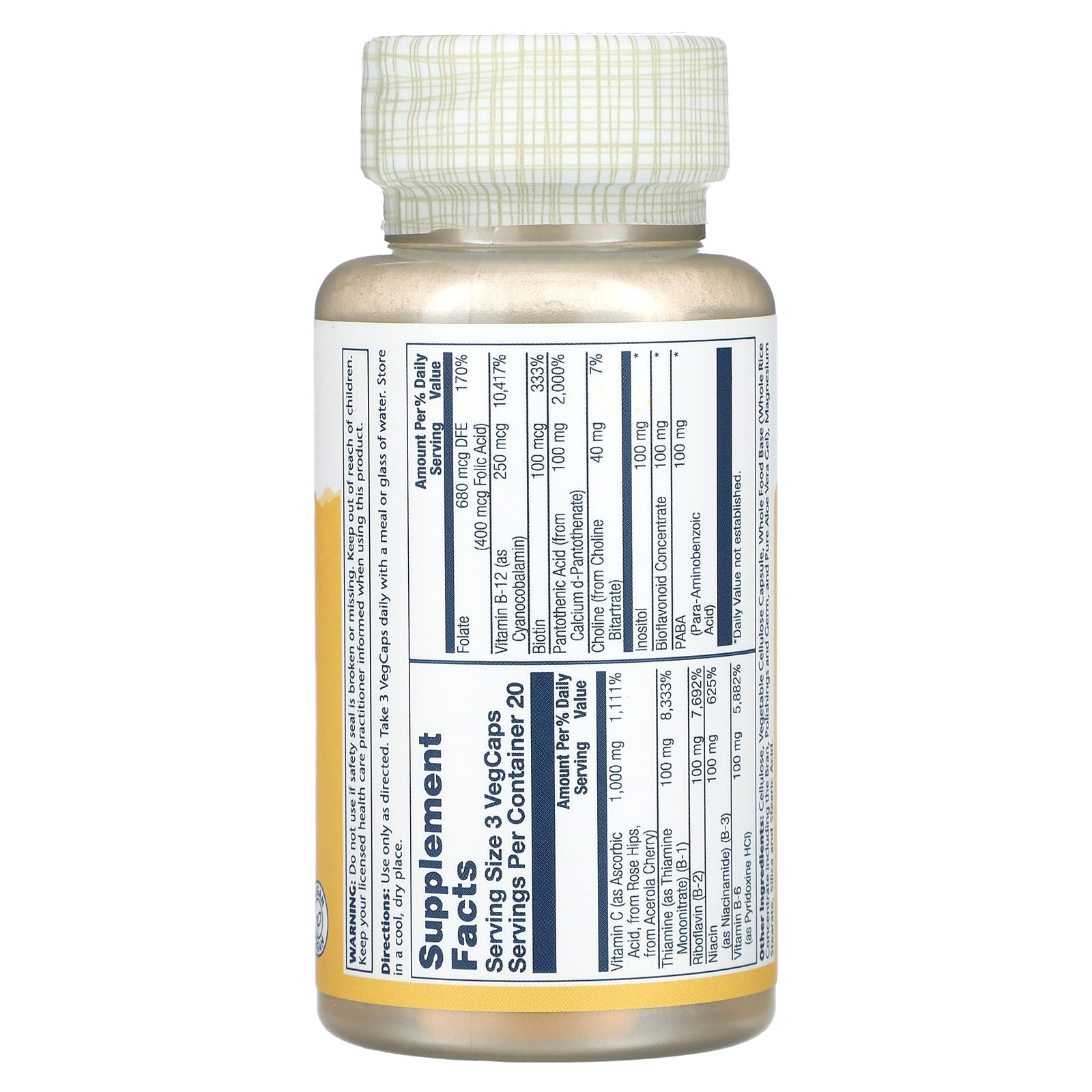 Solaray, Timed Release, Mega Vitamin-B Stress, 60 VegCaps UPC 076280042405 | HiLife Vitamins
