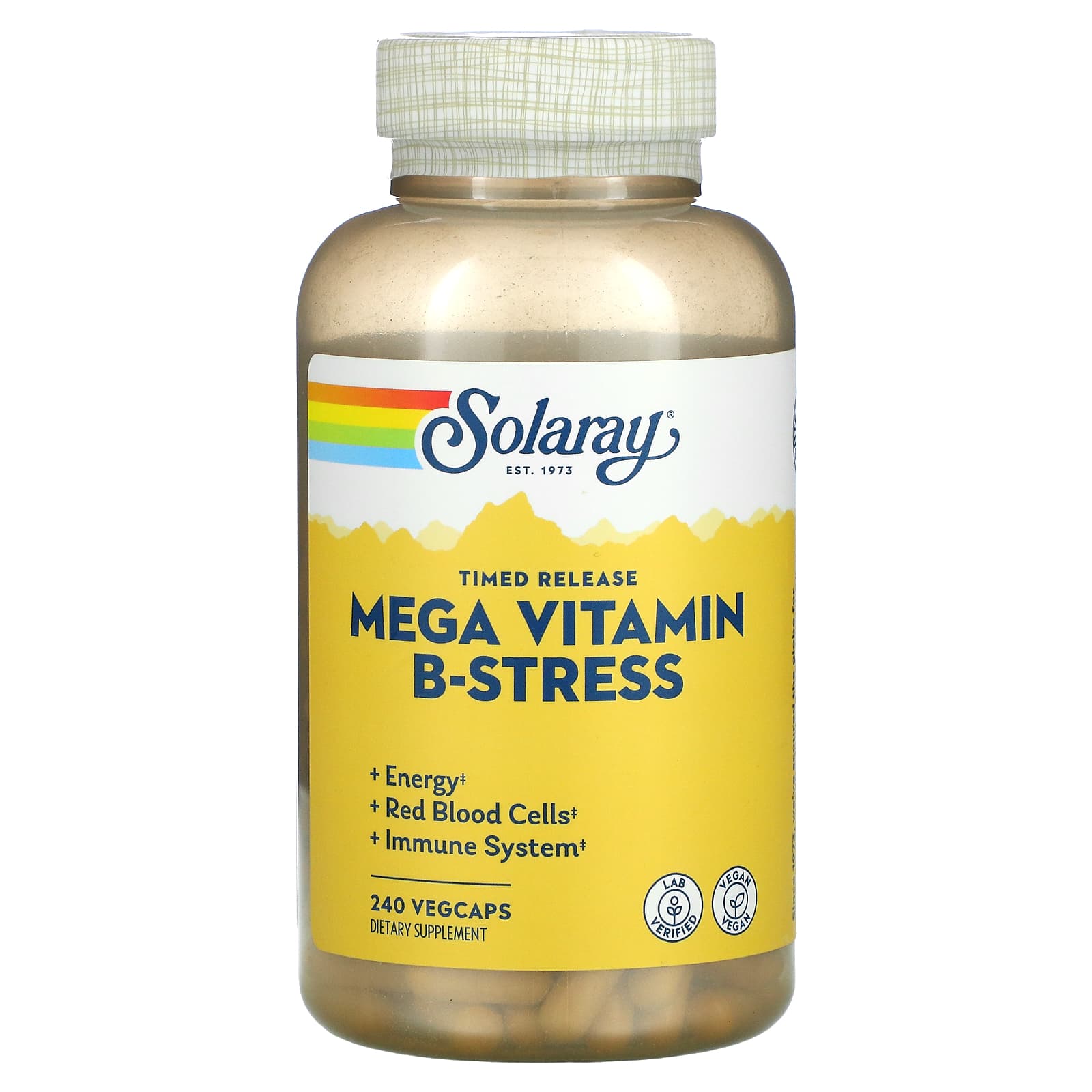 Solaray, Mega B-Stress, Timed-Release, 240 VegCaps UPC 076280042429 | HiLife Vitamins