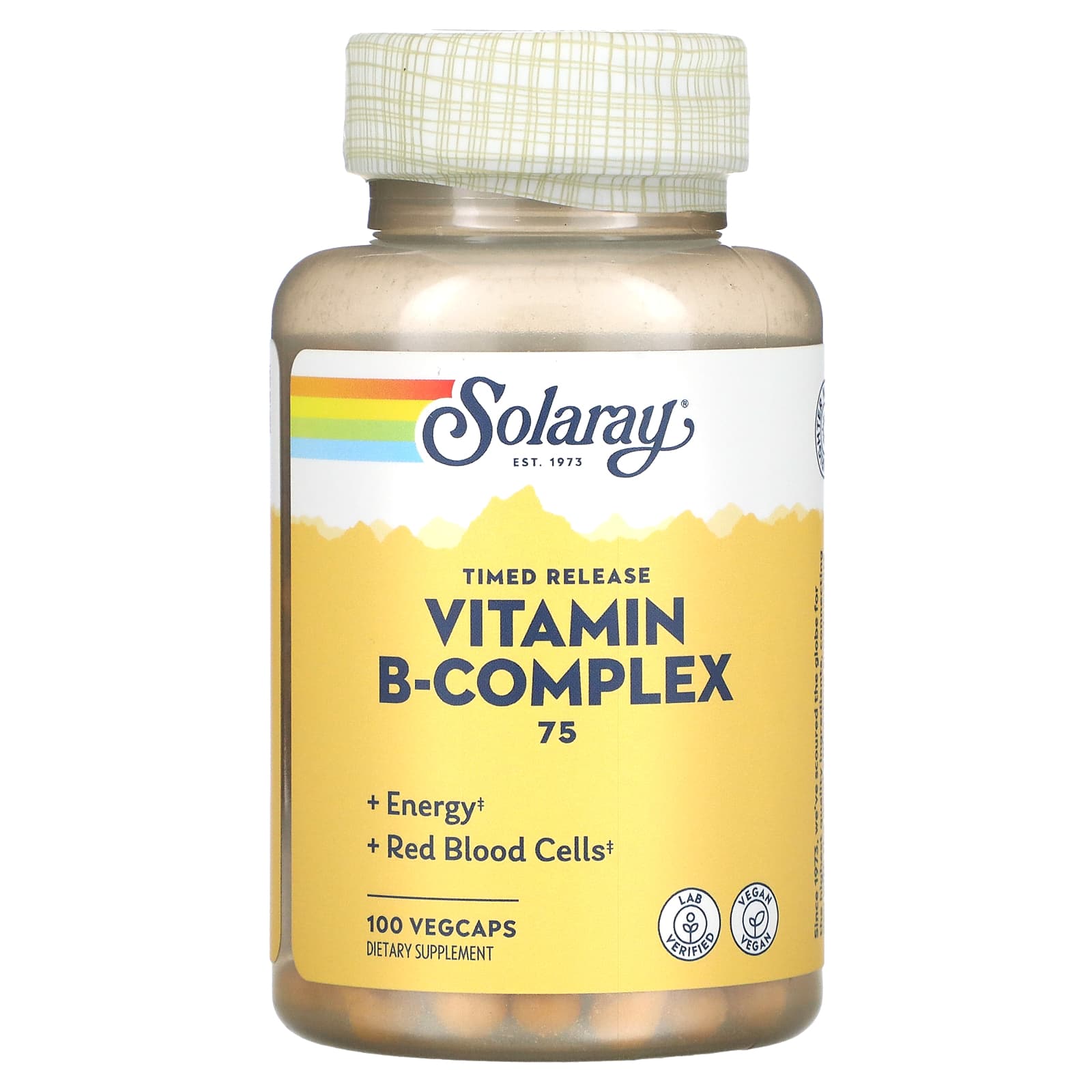 Solaray, B-Complex 75, Timed-Release, 100 VegCaps UPC 076280042917 | HiLife Vitamins