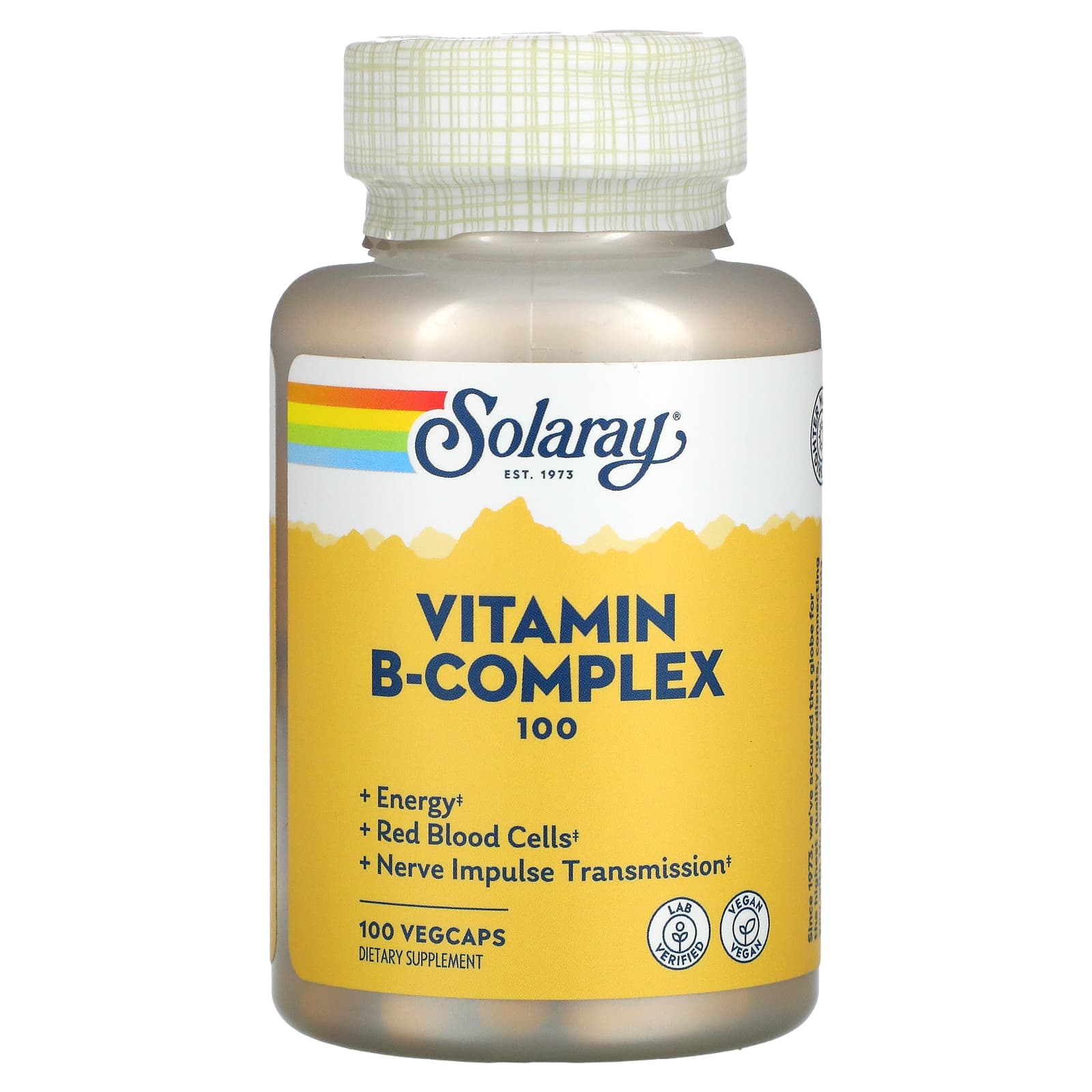Solaray, B-Complex 100 with Aloe Vera, 100 VegCaps UPC 076280043013 | HiLife Vitamins