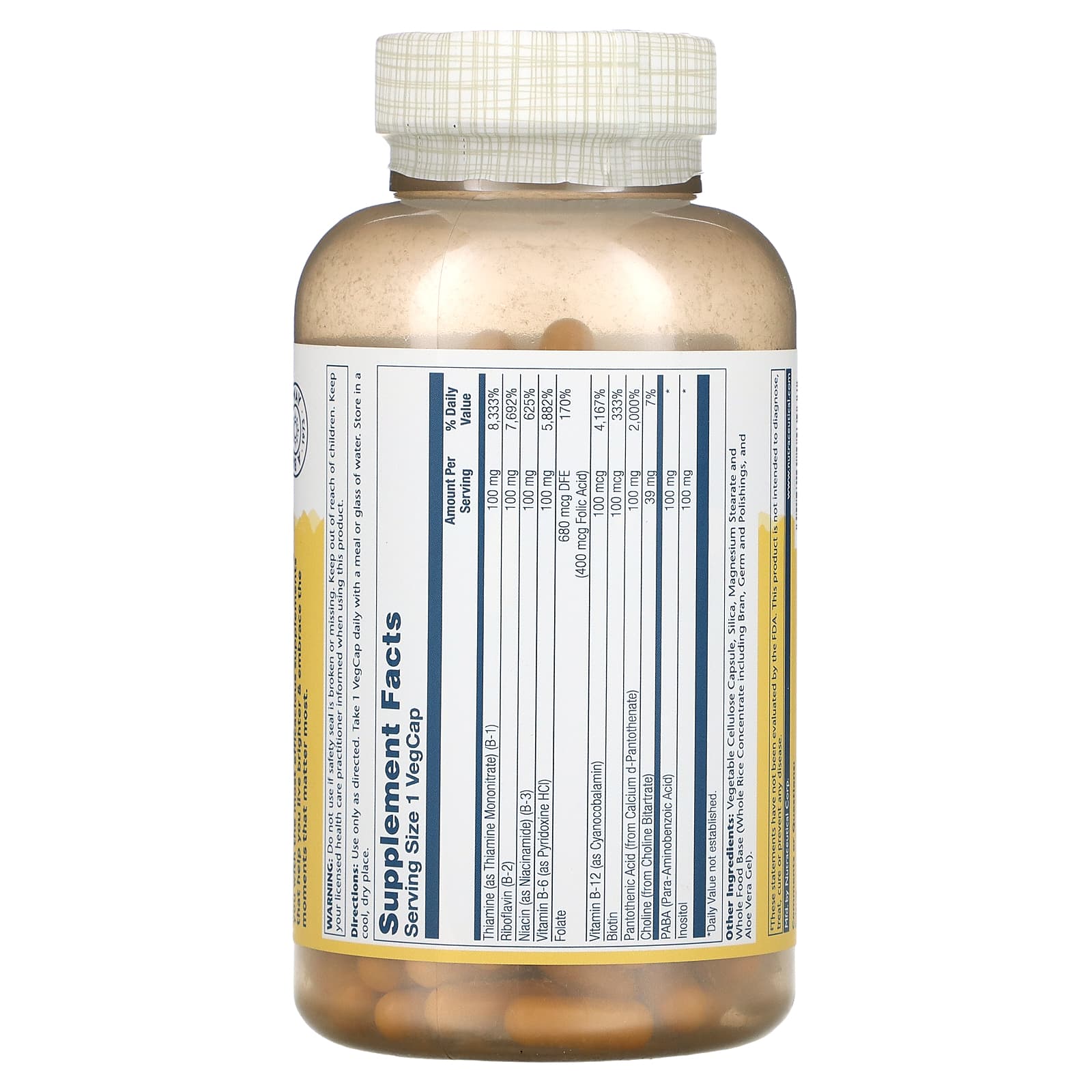 Solaray, B-Complex 100 mg, 250 VegCaps UPC 076280043037 | HiLife Vitamins