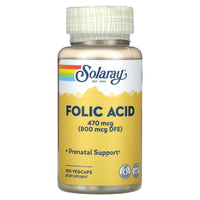 Solaray, Folic Acid, 470 mcg, 100 VegCaps - 076280043525 | Hilife Vitamins