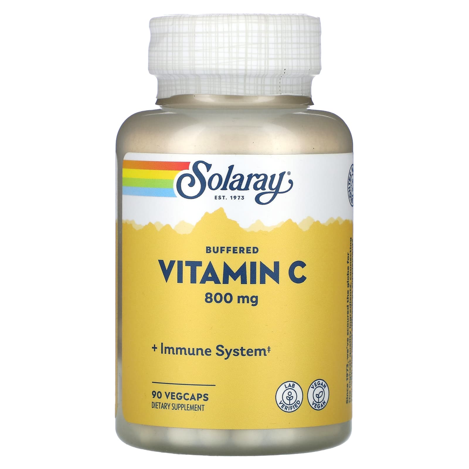 Solaray, Buffered Vitamin C, 800 mg, 90 VegCaps UPC 076280043853 | HiLife Vitamins