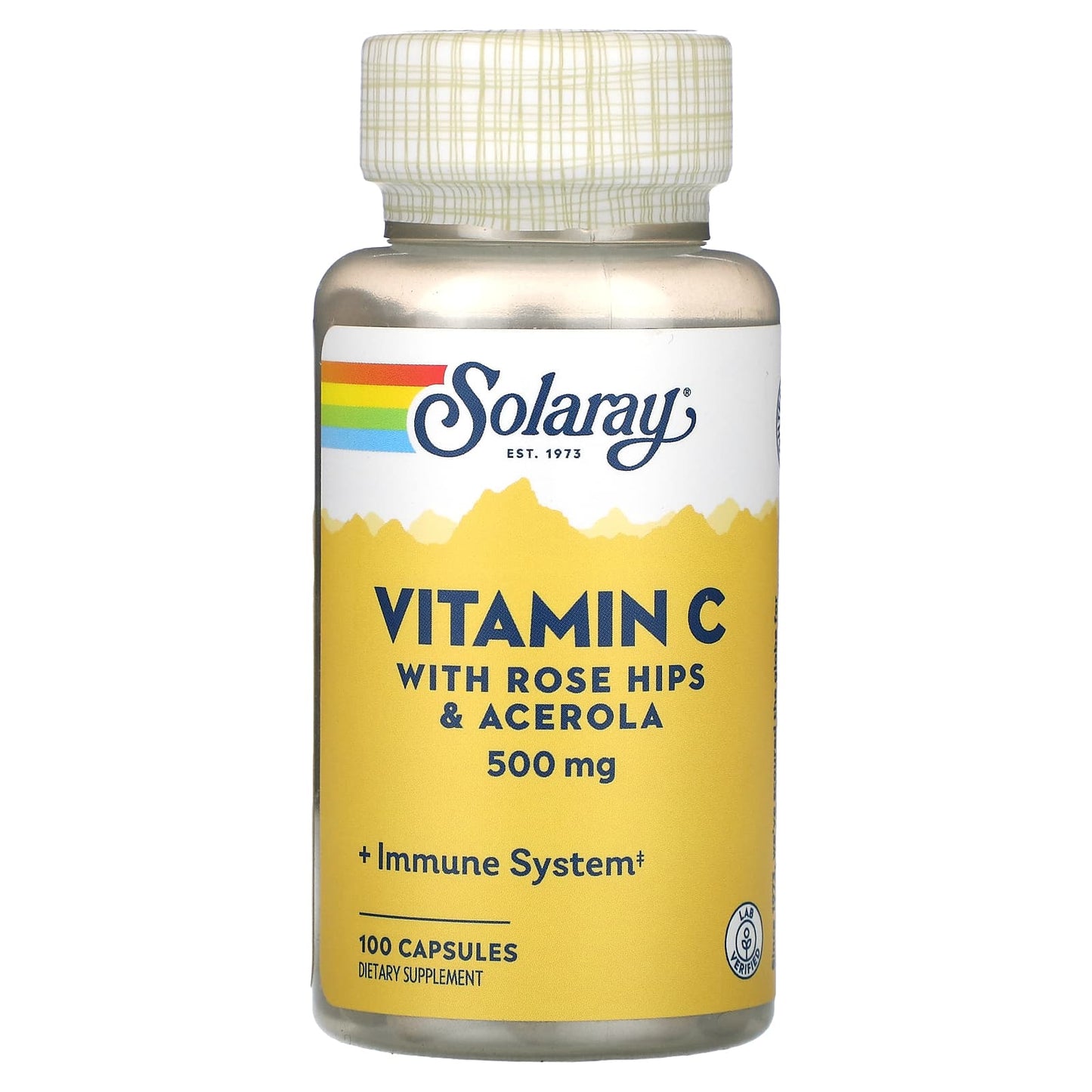 Solaray, Vitamin C, with Rose Hips & Acerola, 500 mg, 100 Capsules - 076280043907 | Hilife Vitamins