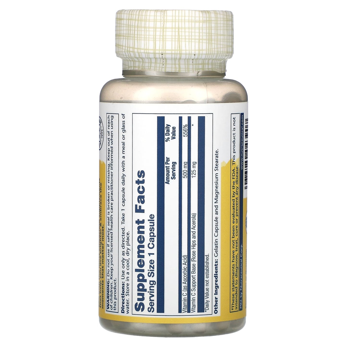 Solaray, Vitamin C, with Rose Hips & Acerola, 500 mg, 100 Capsules