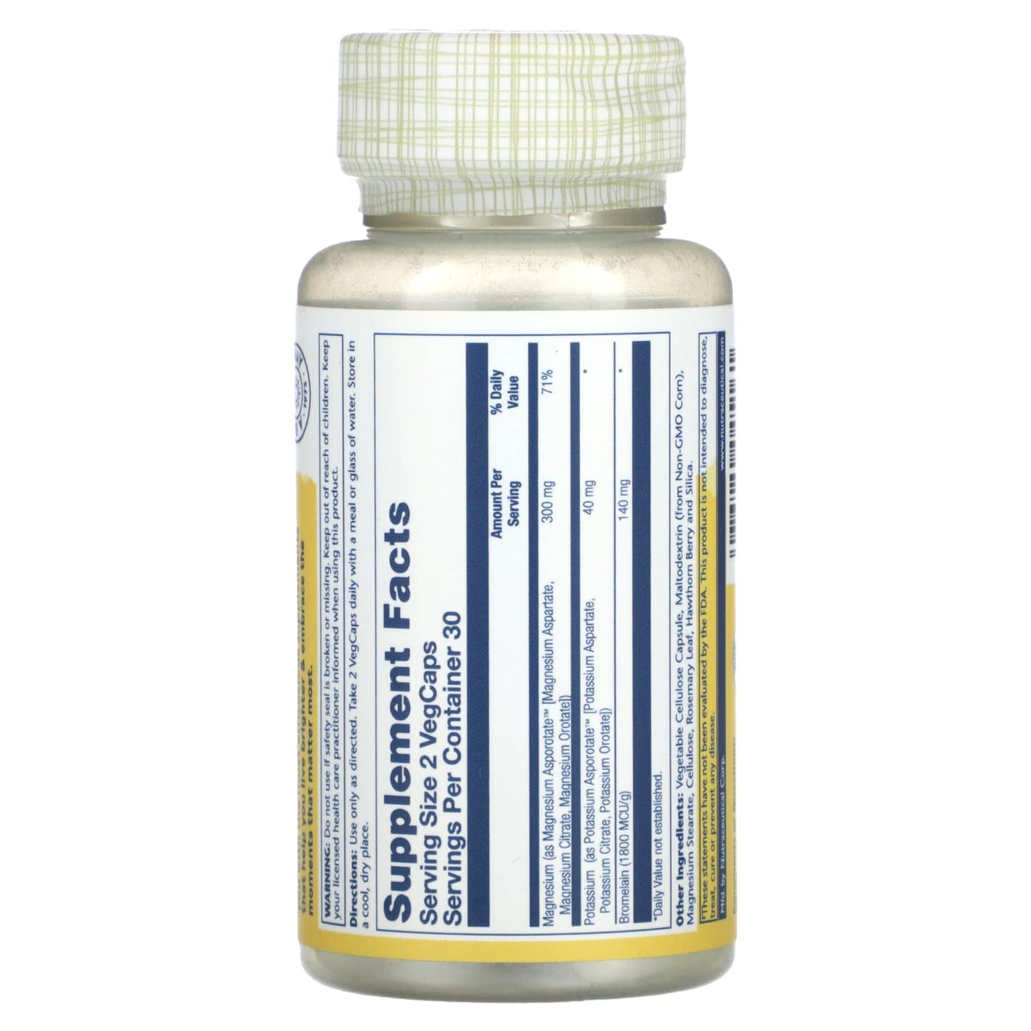 Solaray, Magnesium Potassium Asporotates with Bromelain, 60 VegCaps