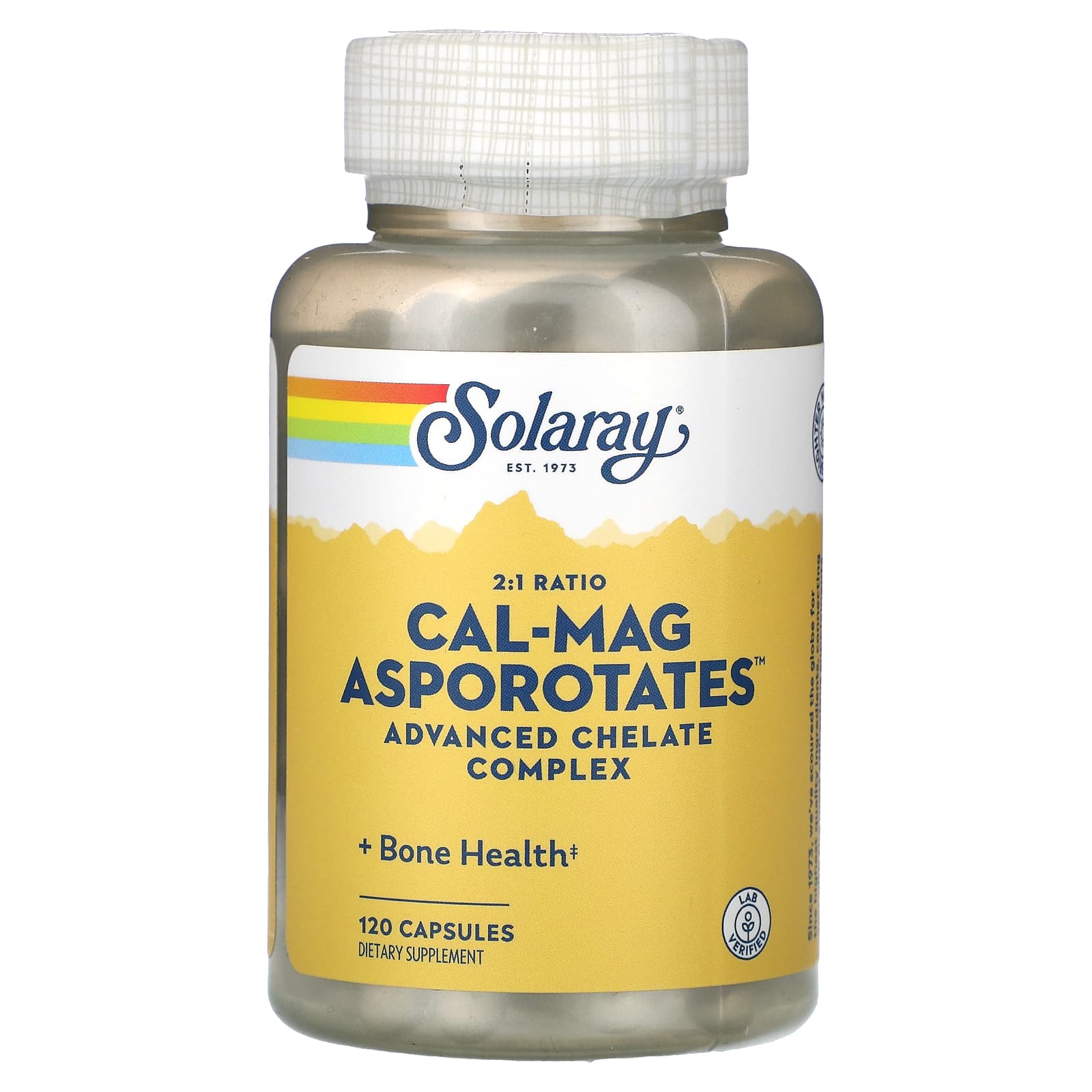 Solaray, 2:1 Ratio Cal-Mag Asporotates, Advanced Chelate Complex, 120 Capsules UPC 076280045215 | HiLife Vitamins