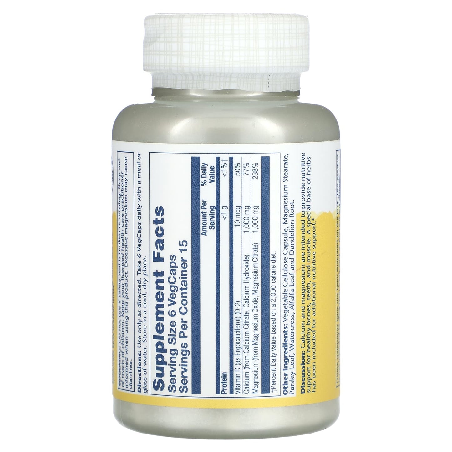 Solaray, Cal-Mag Citrate 1:1 w/D 1000/1000mg, 90 VegCaps UPC 076280045239 | HiLife Vitamins