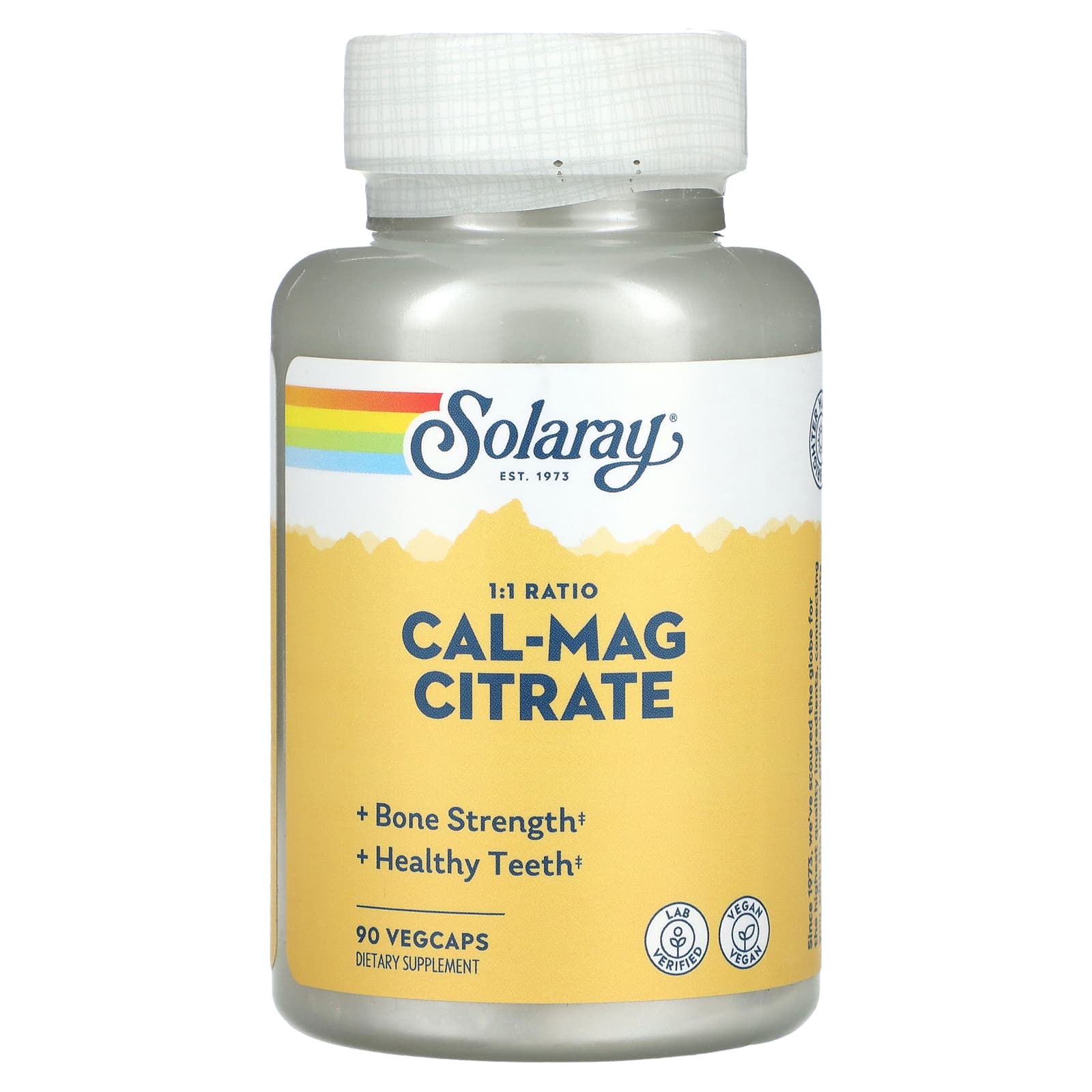 Solaray, Cal-Mag Citrate, 1:1 Ratio, 90 VegCaps UPC 076280045246 | HiLife Vitamins