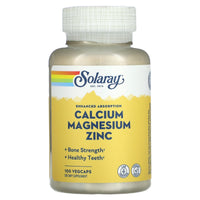 Solaray, Calcium Magnesium Zinc, 100 VegCaps - 076280045604 | Hilife Vitamins