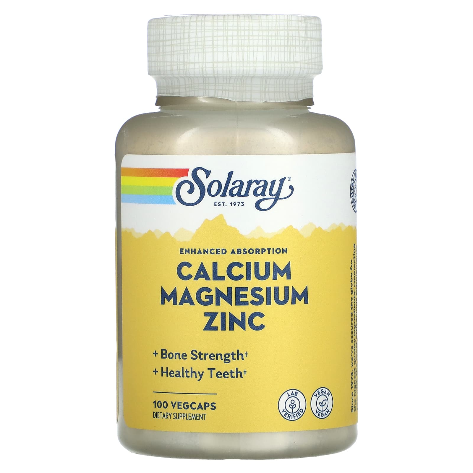 Solaray, Calcium Magnesium Zinc, 100 VegCaps UPC 076280045604 | HiLife Vitamins