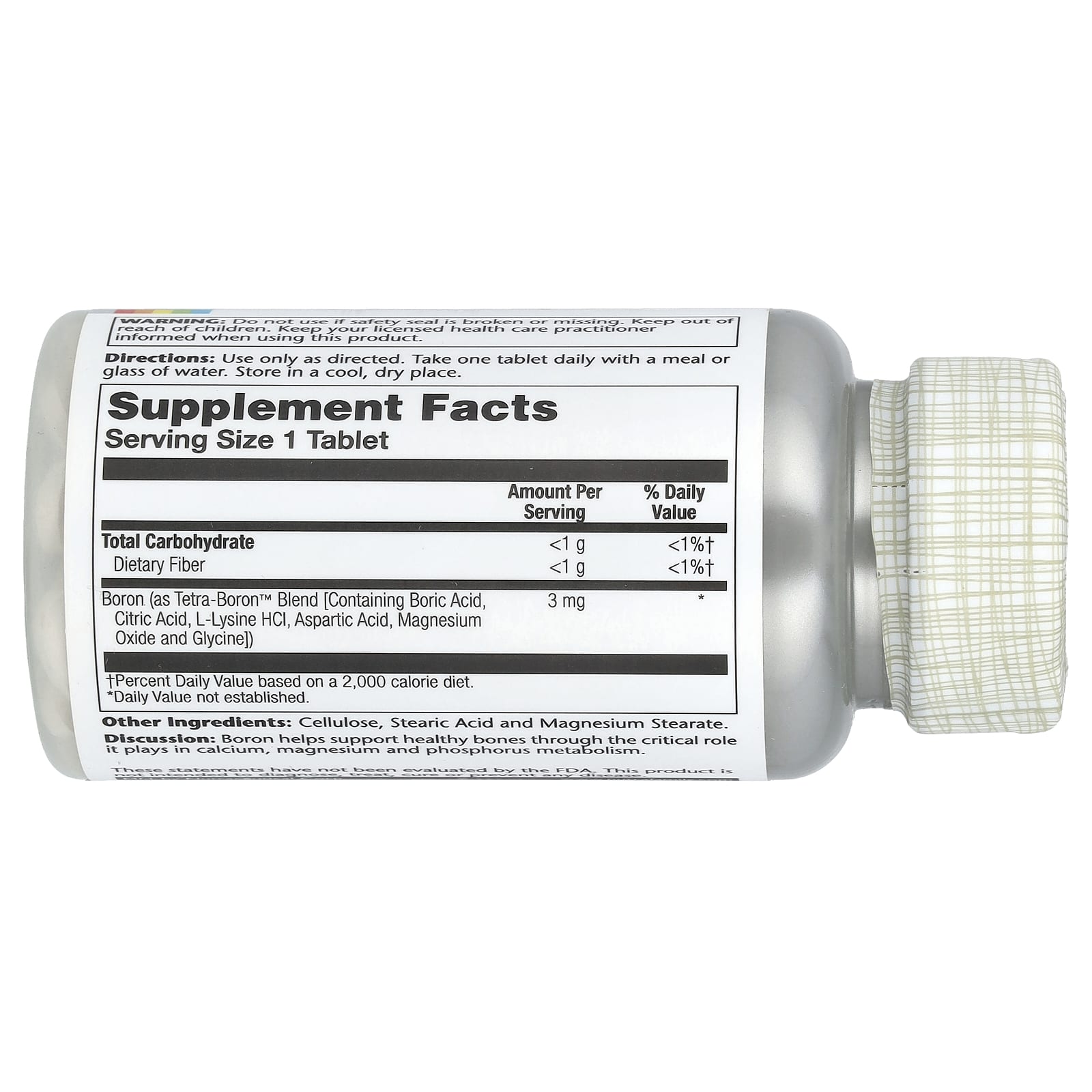 Solaray, Tetra-Boron, 3 mg, 100 Tablets - [product_sku] | HiLife Vitamins