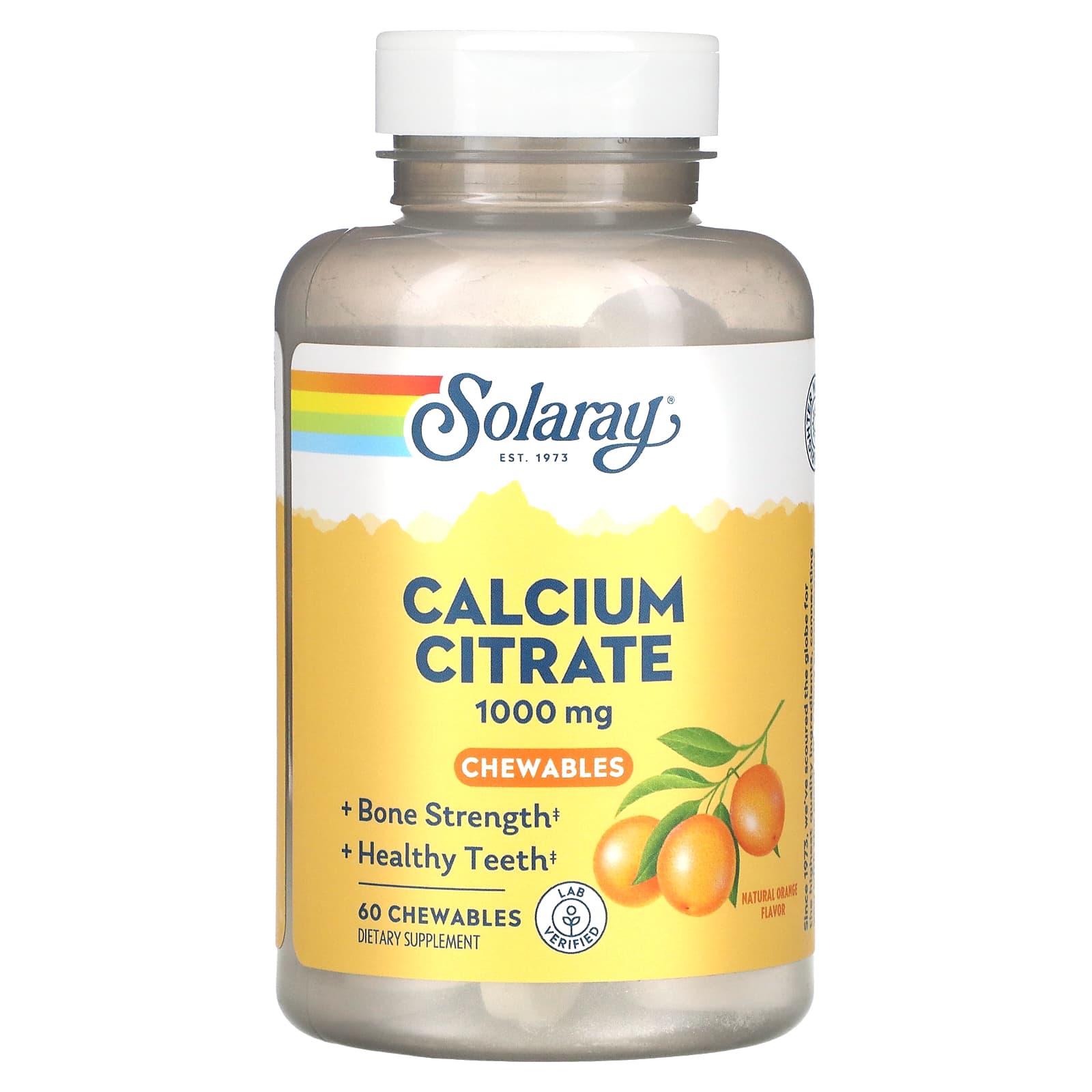 Solaray, Cal Citrate Orange 250mg, 60 Chewables UPC 076280045840 | HiLife Vitamins