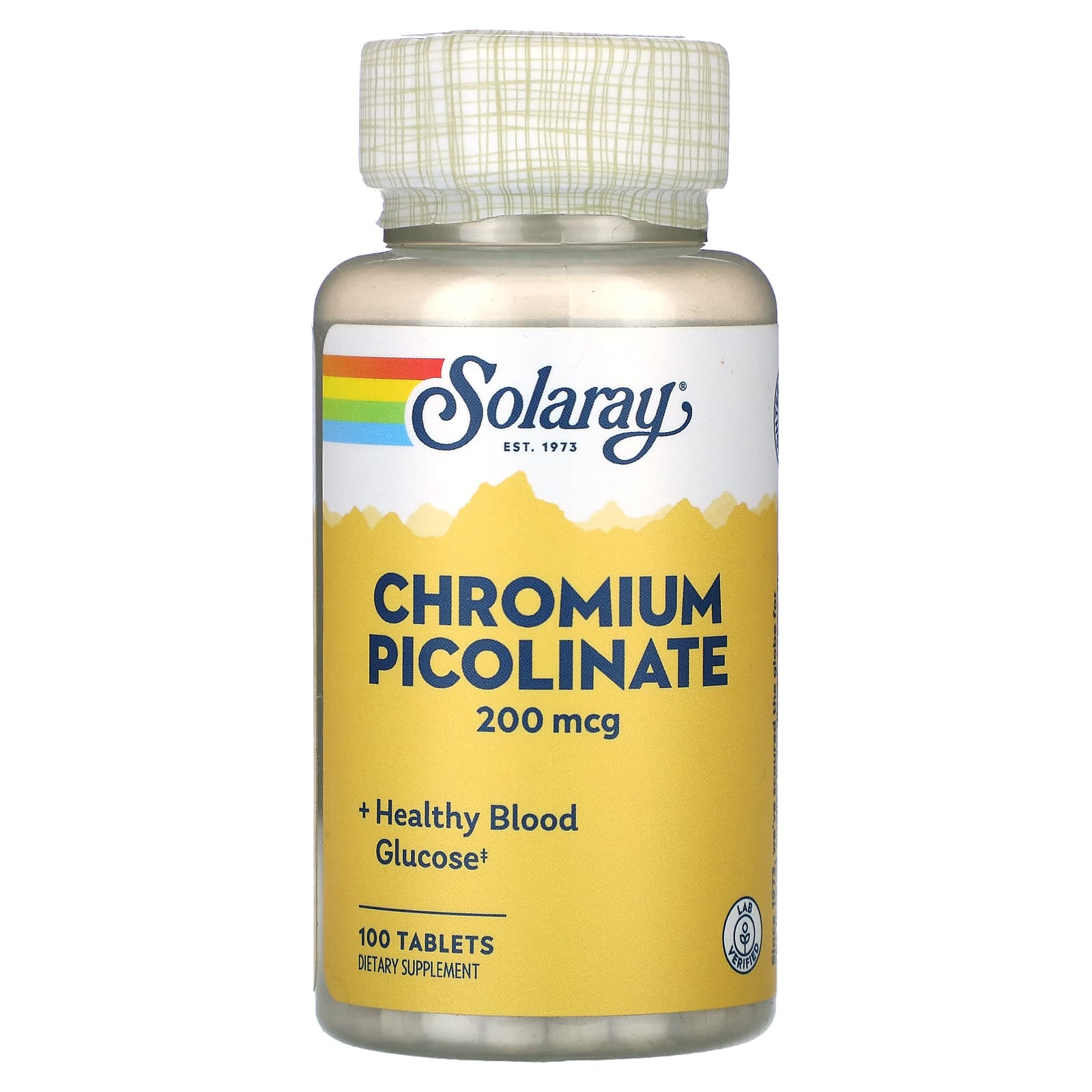 Solaray, Chromium Picolinate, 200 mcg, 100 Tablets UPC 076280045895 | HiLife Vitamins