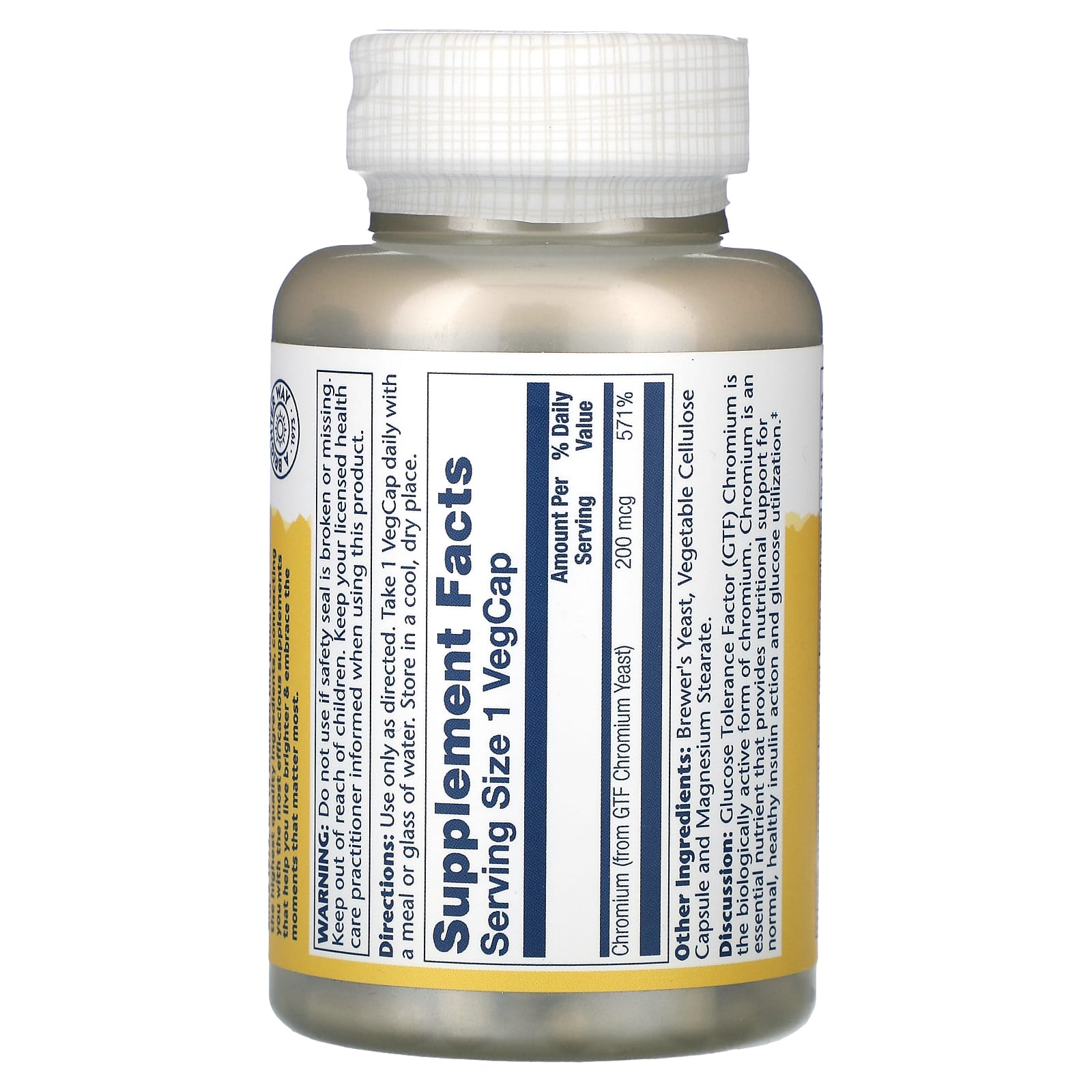 Solaray, GTF Chromium, 200 mcg, 200 VegCaps - [product_sku] | HiLife Vitamins