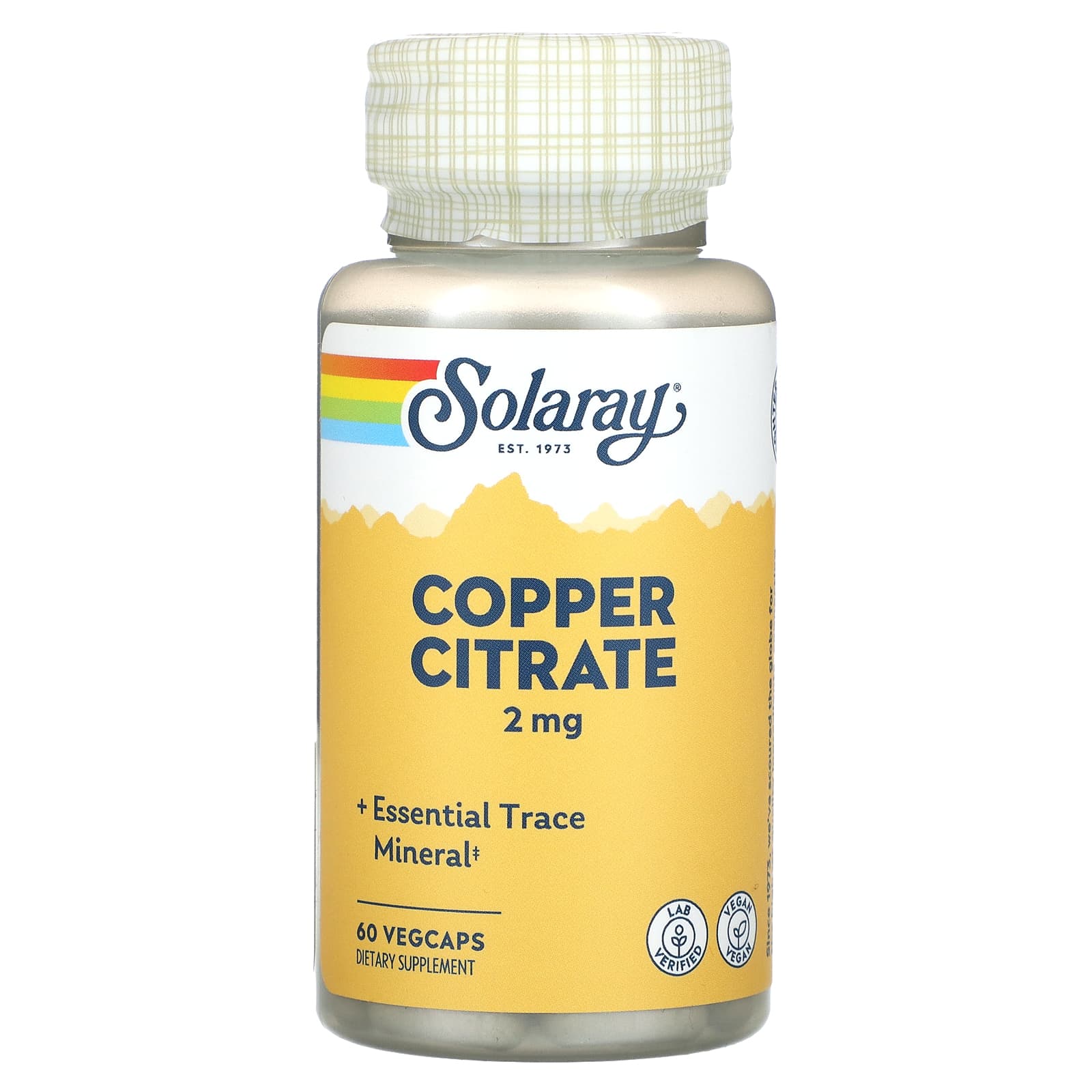 Solaray, Copper Citrate, 2 mg, 60 VegCaps UPC 076280045963 | HiLife Vitamins