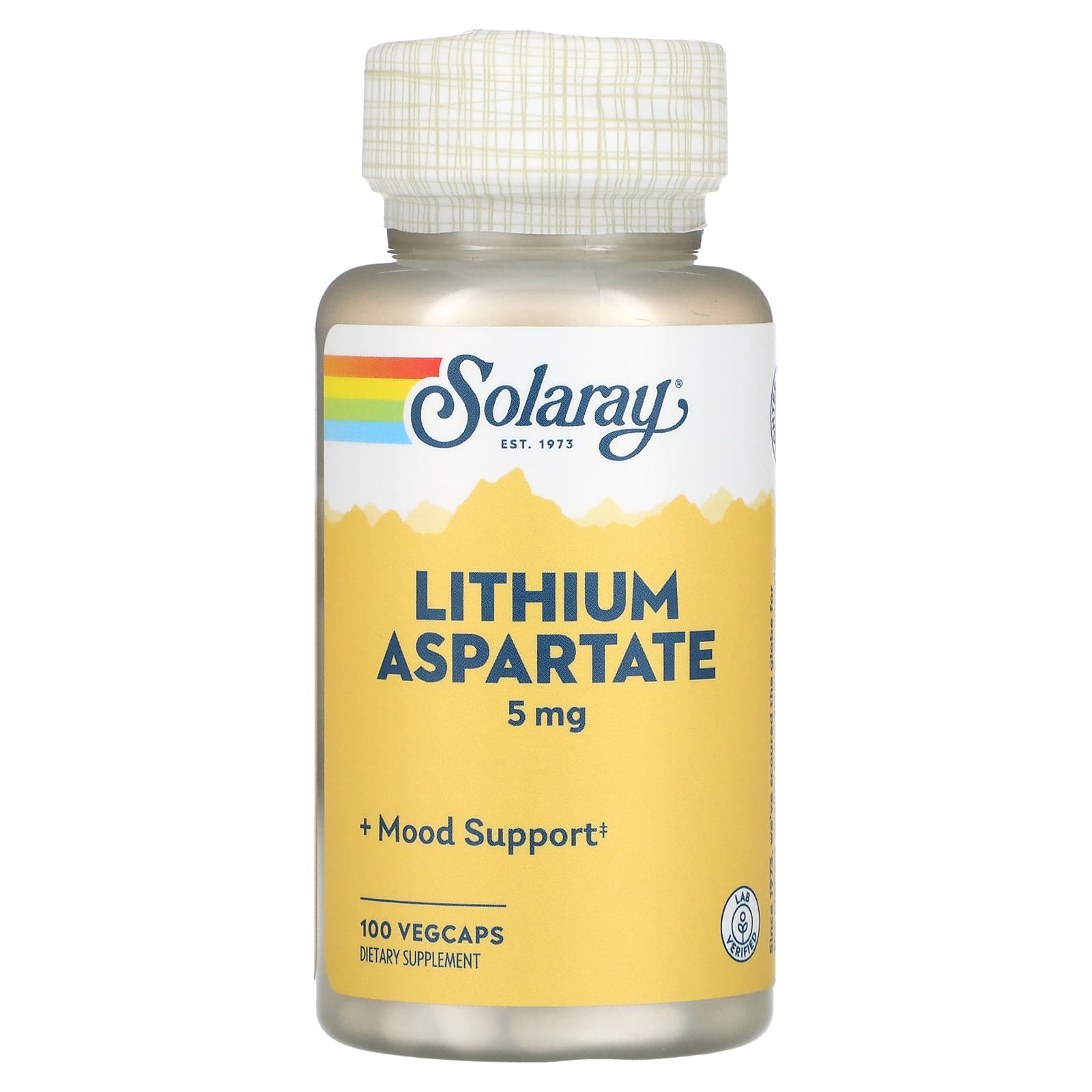 Solaray, Lithium Aspartate 5 mg, 100 VegCaps UPC 076280045994 | HiLife Vitamins