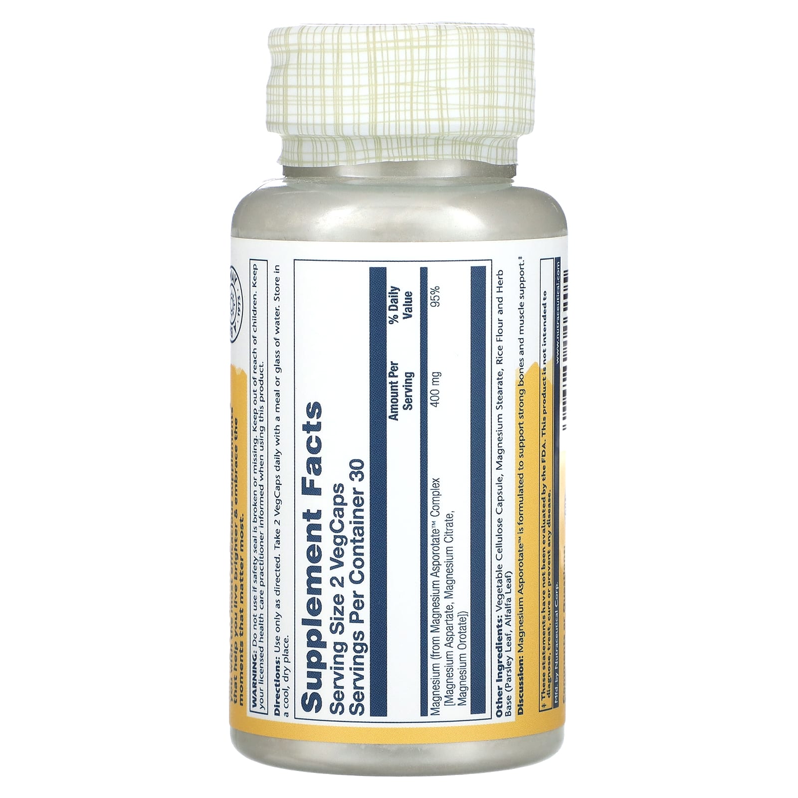 Solaray, Magnesium Asporotate, 200 mg, 60 VegCaps - [product_sku] | HiLife Vitamins