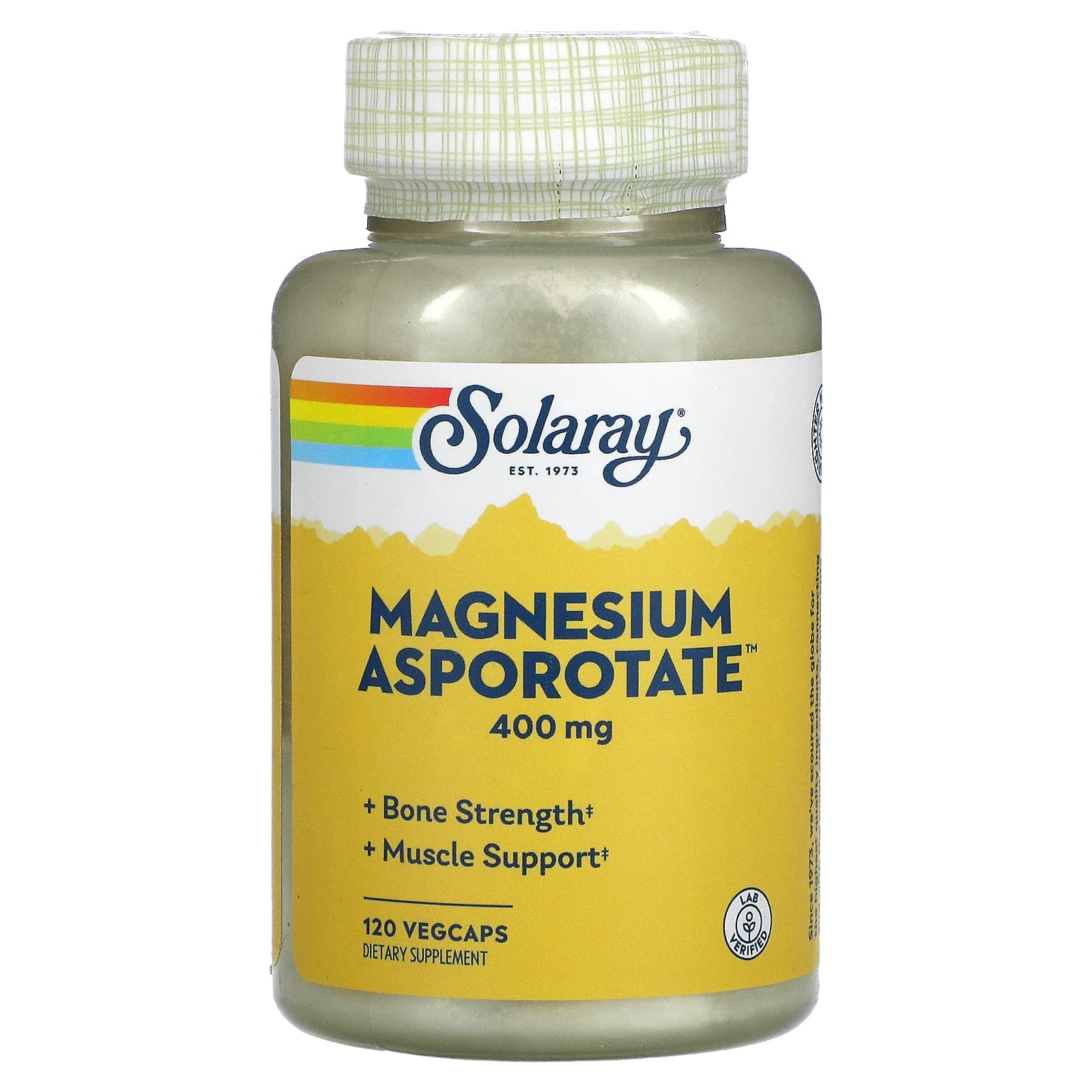 Solaray, Magnesium Asporotate 400 mg, 120 VegCaps UPC 076280046212 | HiLife Vitamins