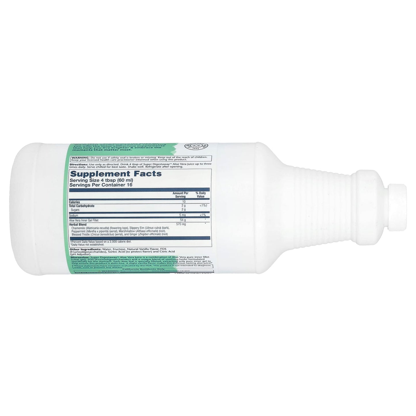Solaray, Super Digestaway, Aloe Vera Juice, Vanilla, 32 Oz