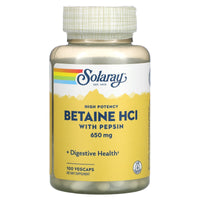 Solaray, HCL with Pepsin, 650 mg, 100 Vegetarian Capsules - 076280048148 | Hilife Vitamins