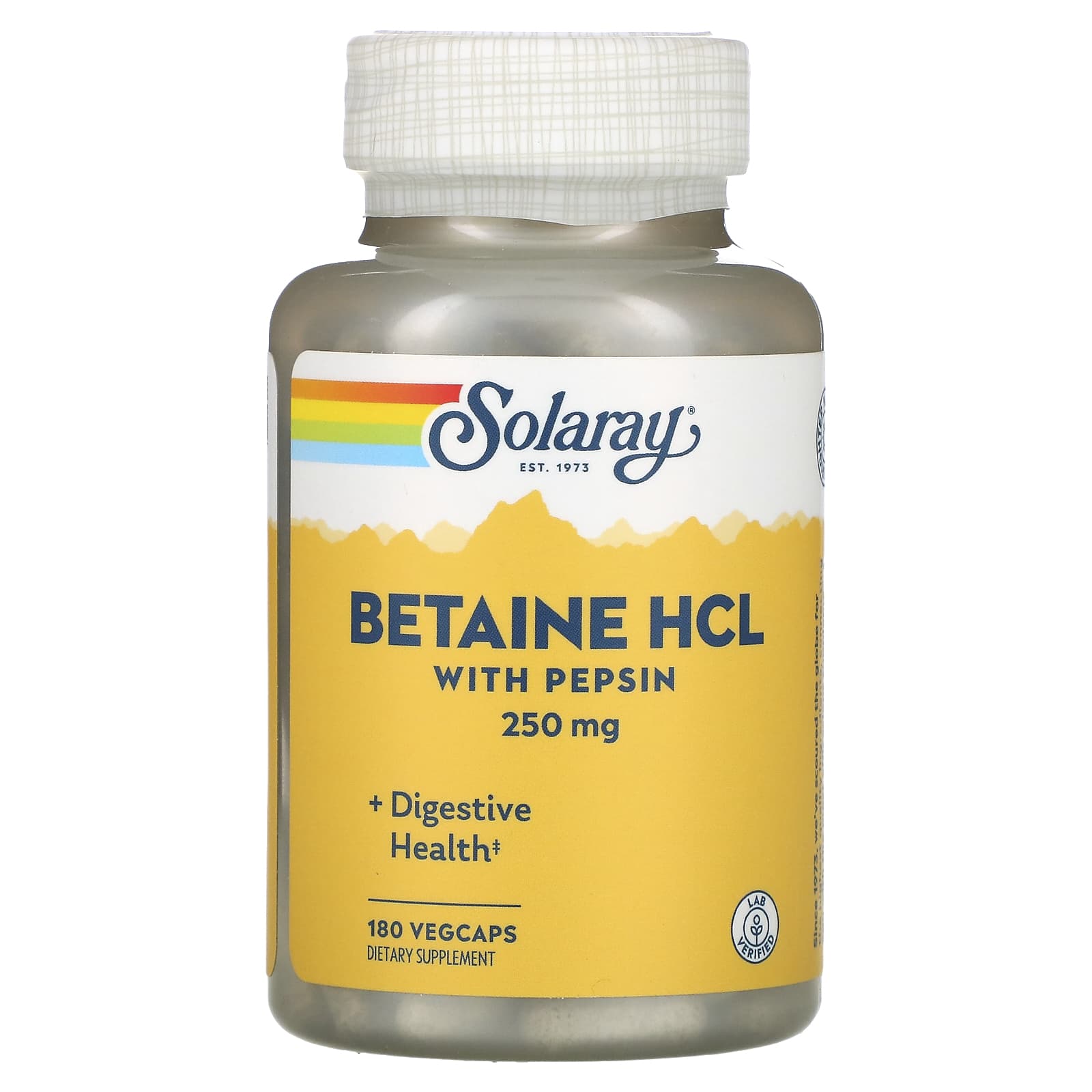 Solaray, HCL with Pepsin, 230 mg, 180 VegCaps UPC 076280048162 | HiLife Vitamins