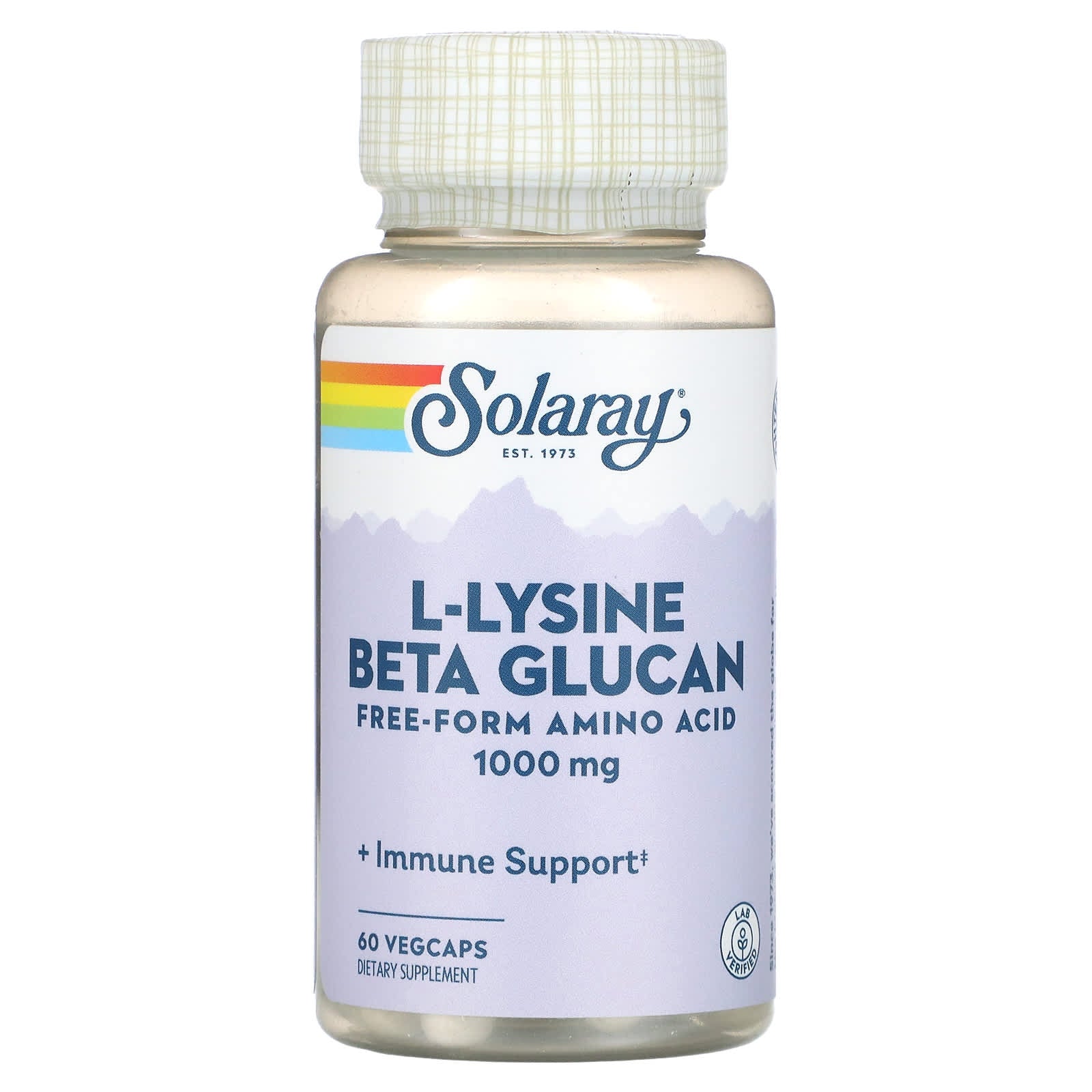 Solaray, L-Lysine & Beta Glucan, 500 mg, 60 VegCaps UPC 076280048612 | HiLife Vitamins