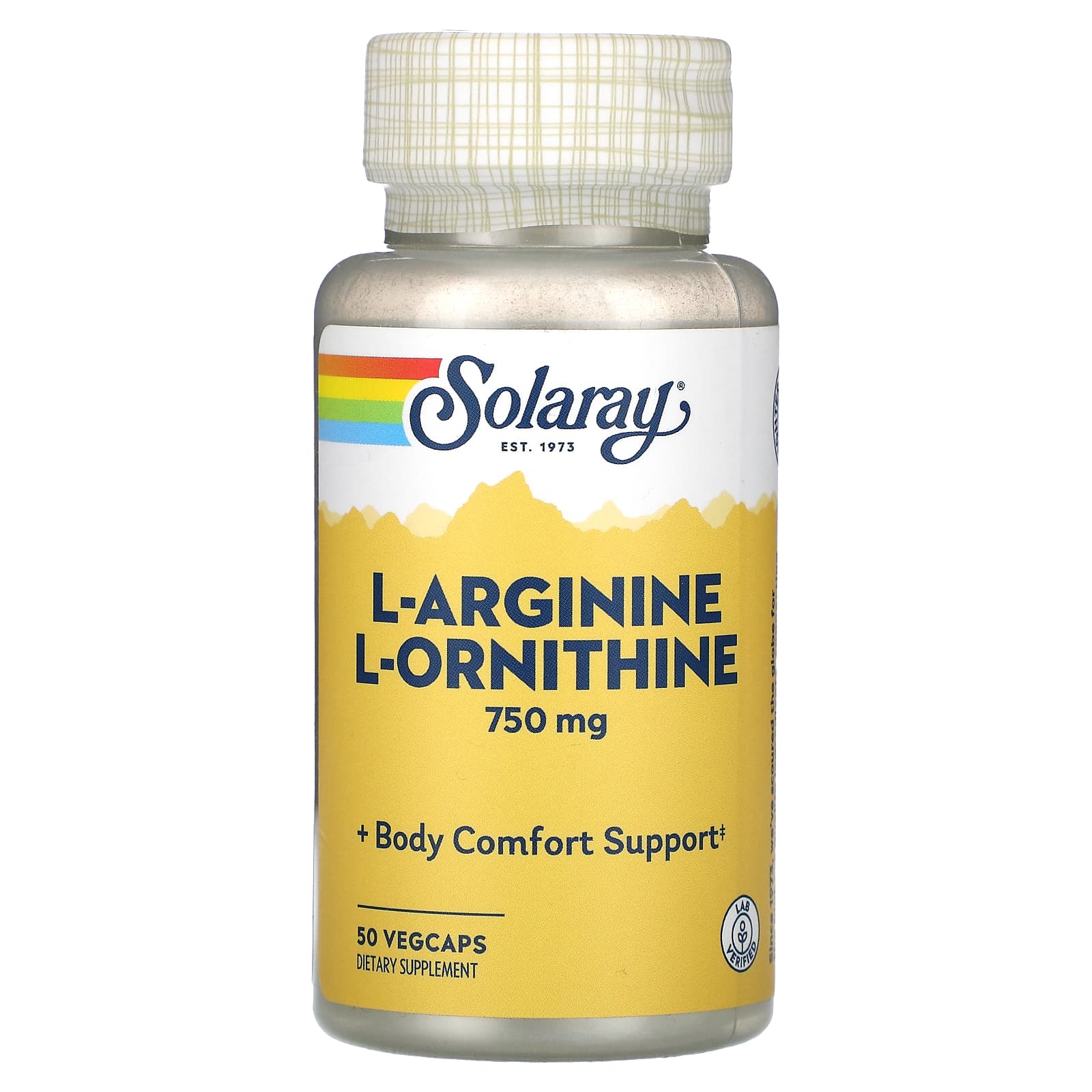 Solaray, L-Arginine L-Ornithine, 750 mg, 50 VegCaps UPC 076280048803 | HiLife Vitamins