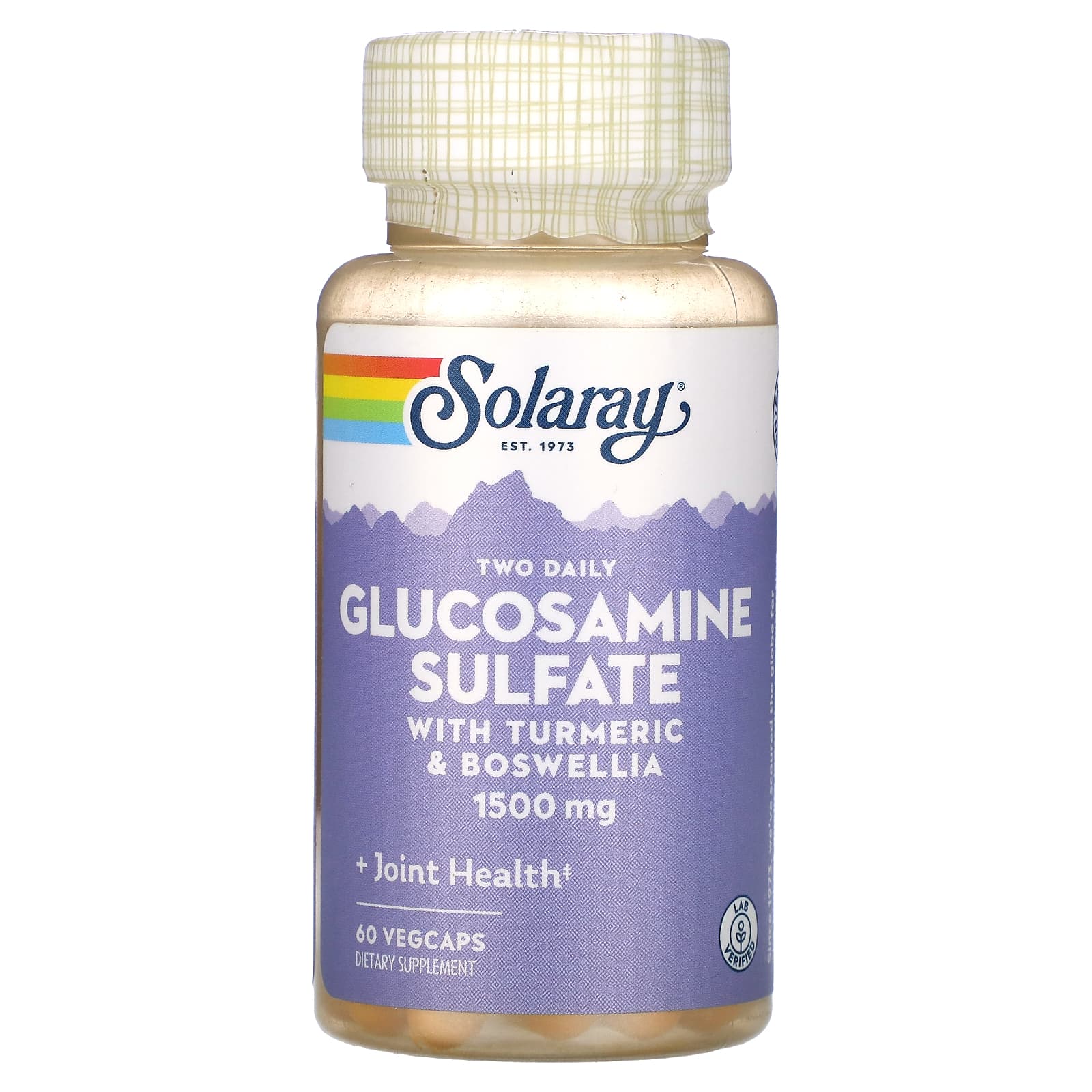 Solaray, Glucosamine Sulfate, with Turmeric & Boswellia, 750 mg, 60 VegCaps UPC 076280081510 | HiLife Vitamins