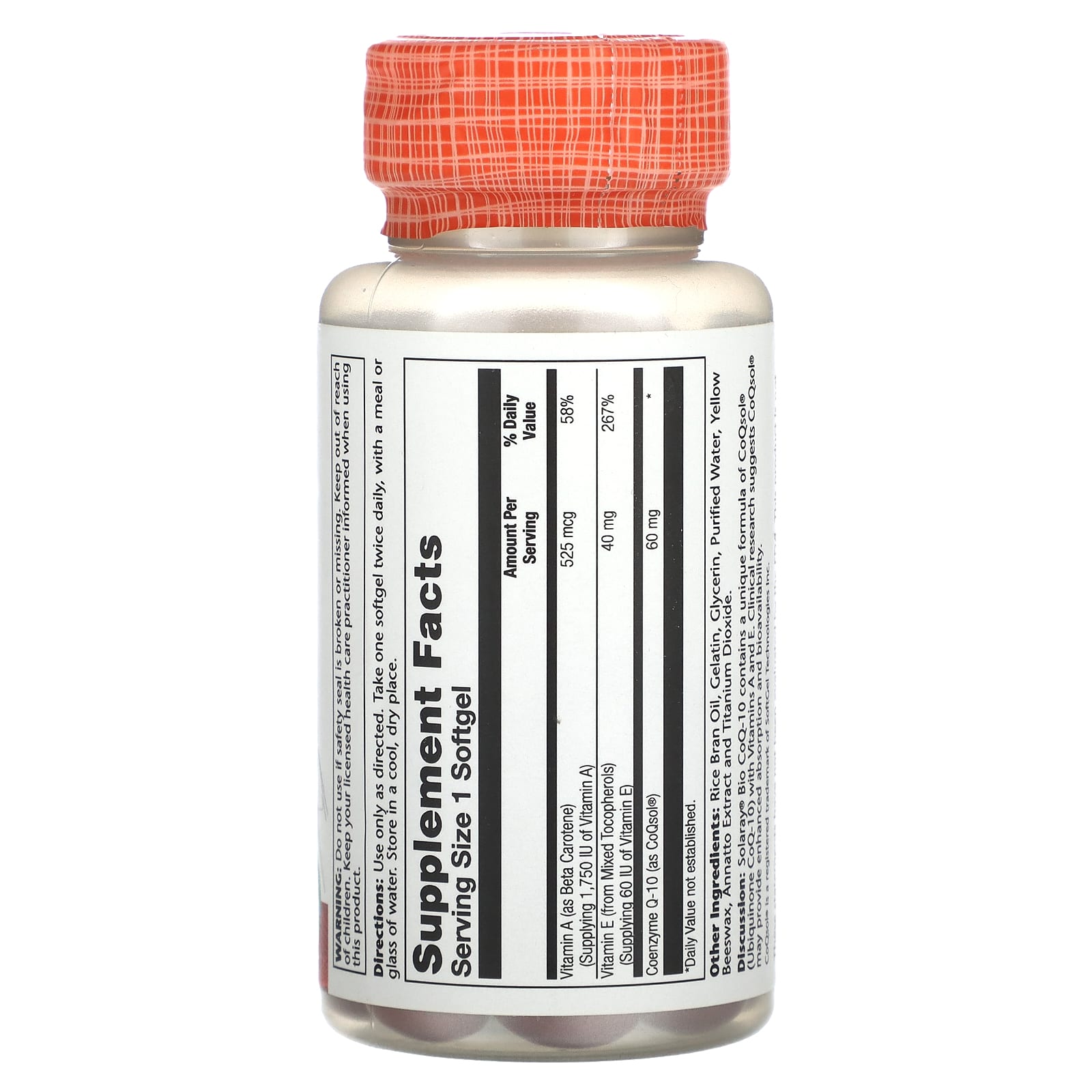 Solaray, Bio CoQ-10, 60 mg, 60 Softgels UPC 076280090079 | HiLife Vitamins
