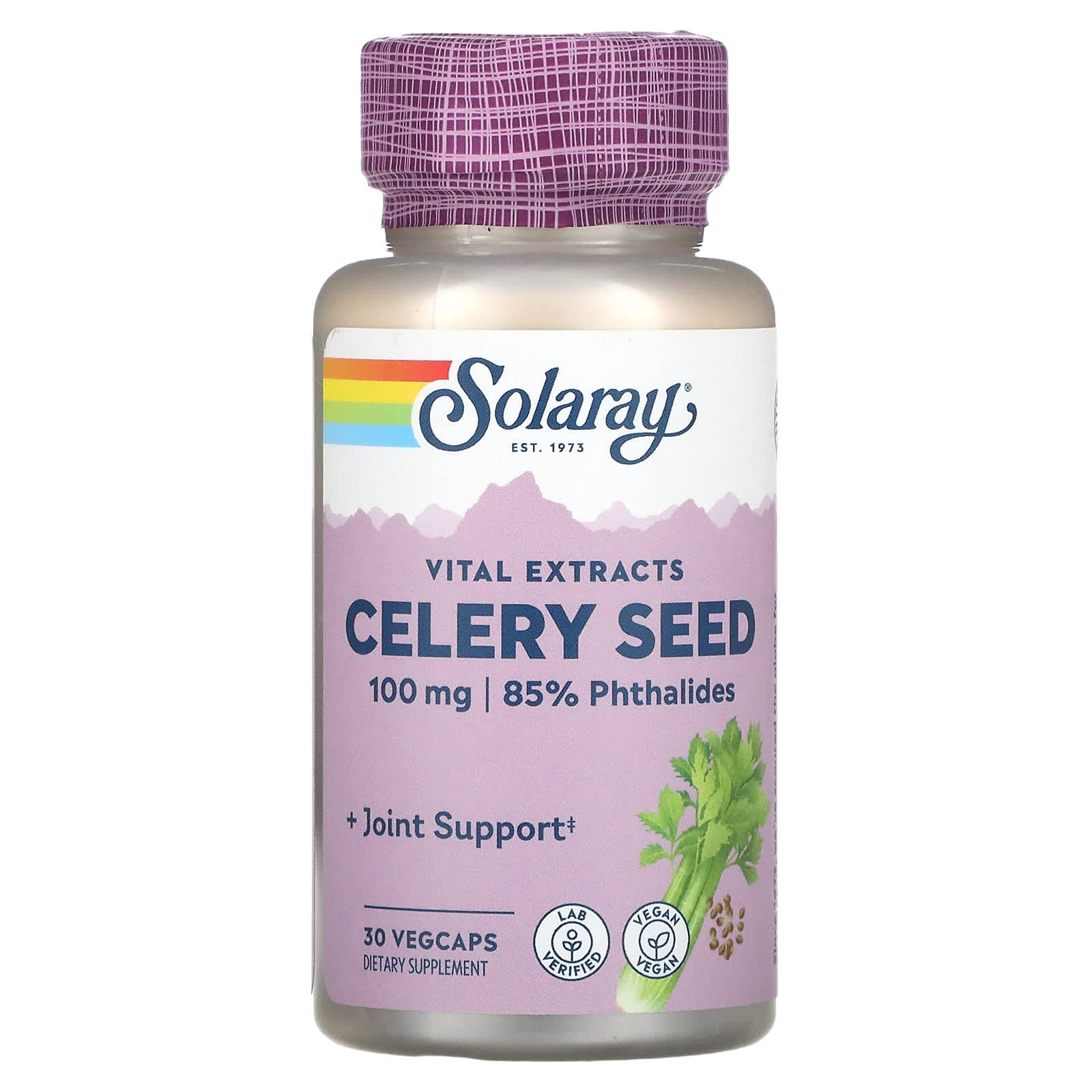 Solaray, Celery Seed, Vital Extracts, 100 mg, 30 VegCaps UPC 076280103694 | HiLife Vitamins