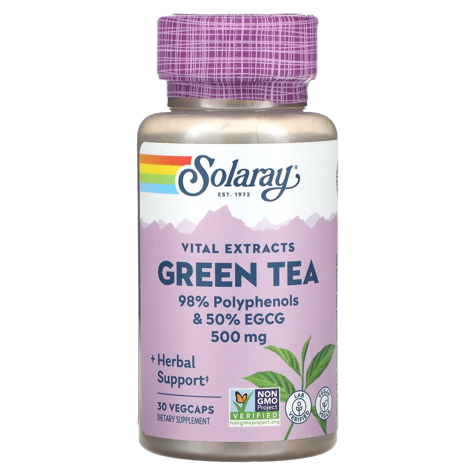 Solaray, Vital Extracts, Green Tea, 500 mg, 30 VegCaps UPC 076280107463 | HiLife Vitamins